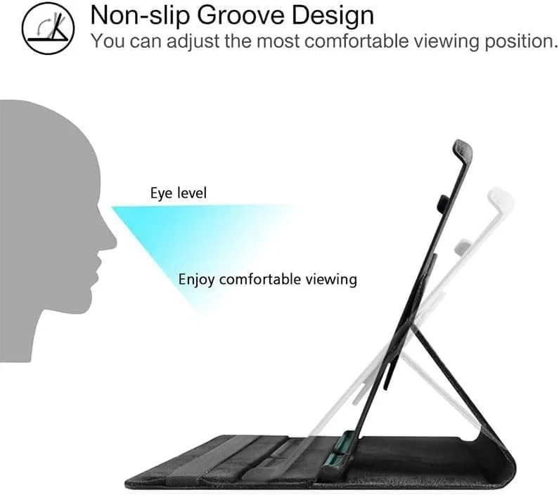 کیف تبلت Muzz Tab S9 با قابلیت چرخش 360 درجه برای تبلت سامسونگ گلکسی تب S9، کاور باریک چرخان چند زاویه ای، بیدار/خواب خودکار، پشت سخت چرمی PU، ضد ضربه (آبی)