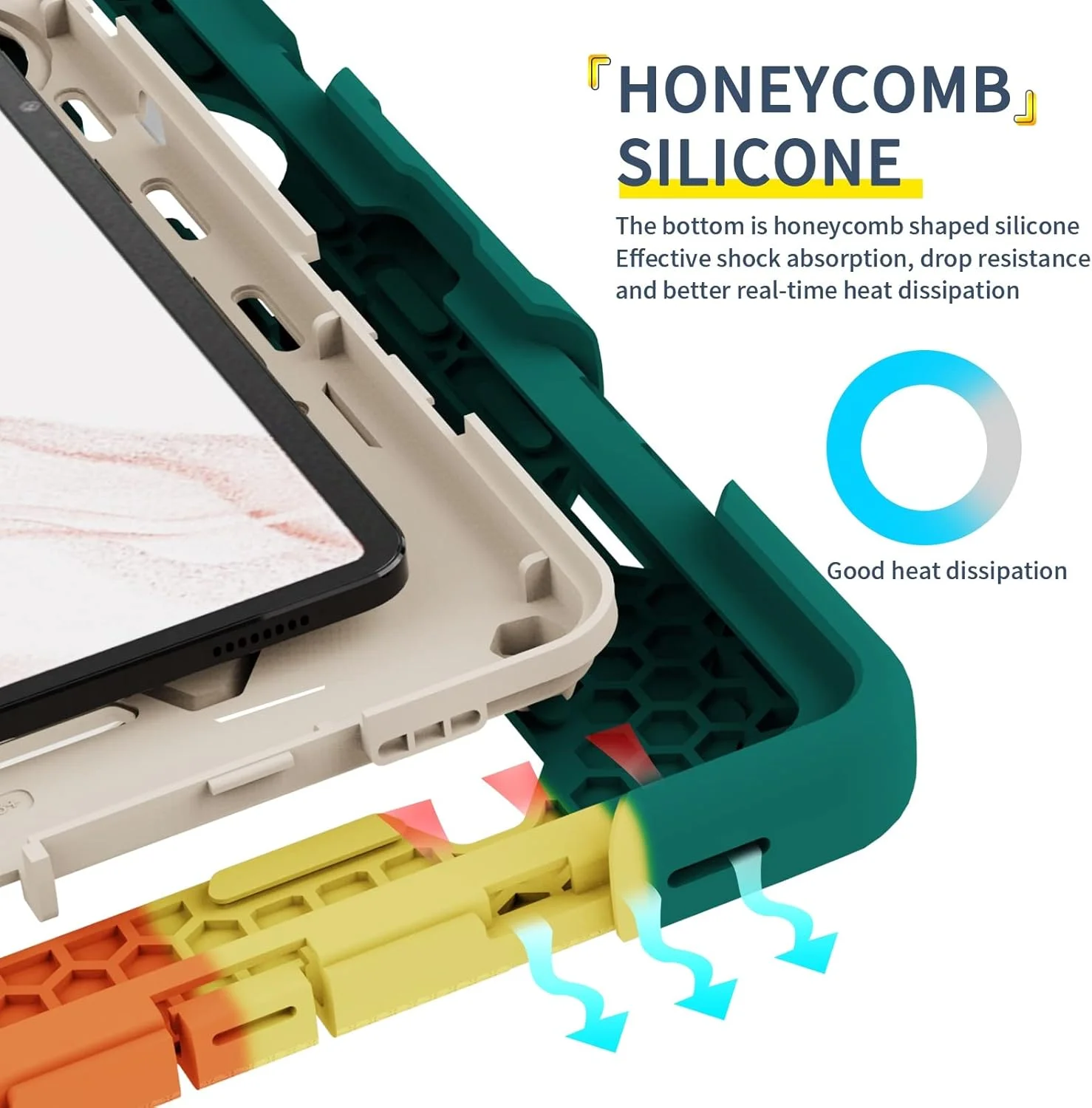 کیف تبلت مسافرتی سازگار با تبلت سامسونگ گلکسی تب S8 پلاس/S7 پلاس 12.4 اینچی مدل SM-X800/X806 SM-T970/T975/T976، دسته چرخان 360 درجه، کیف ضد ضربه سه تکه