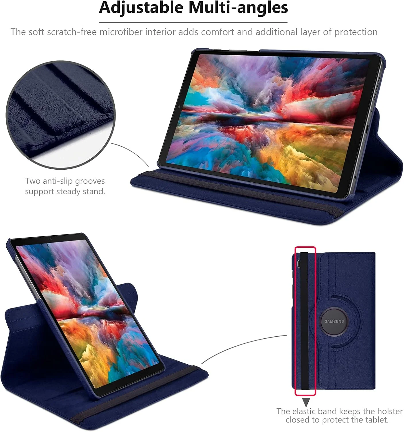 کیف چرخشی 360 درجه Elterazone سازگار با Samsung Galaxy Tab S6 lite 2022 (T285/T295) مدل کتابی با کاور هوشمند بیدارباش خودکار