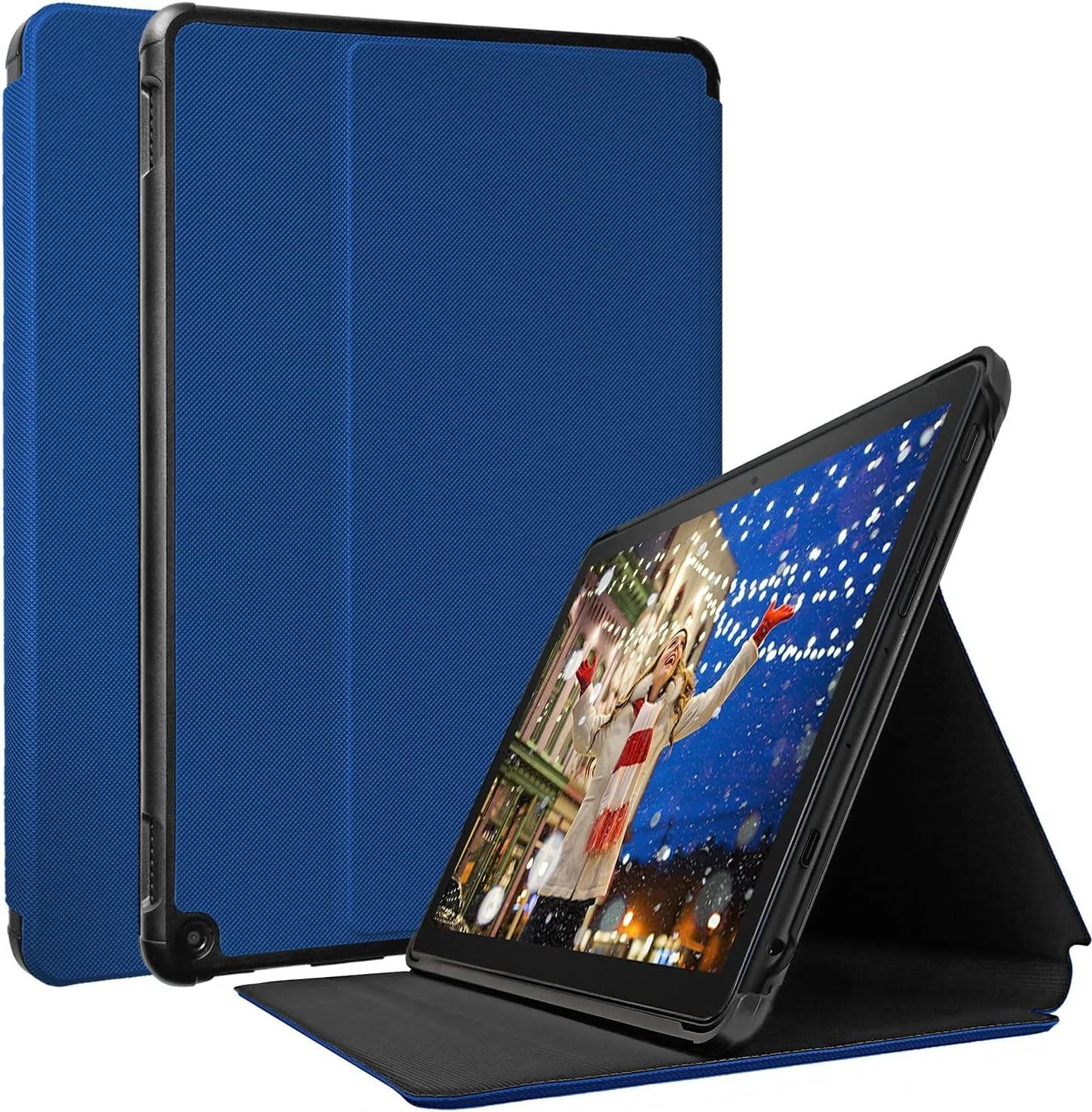 کیف تبلت برای فایر HD 10 اینچ (نسل 13، عرضه 2023)، کیف چرمی PU نرم و سبک TOKILO با قابلیت استند و بیدار/خواب خودکار، آبی سرمه ای