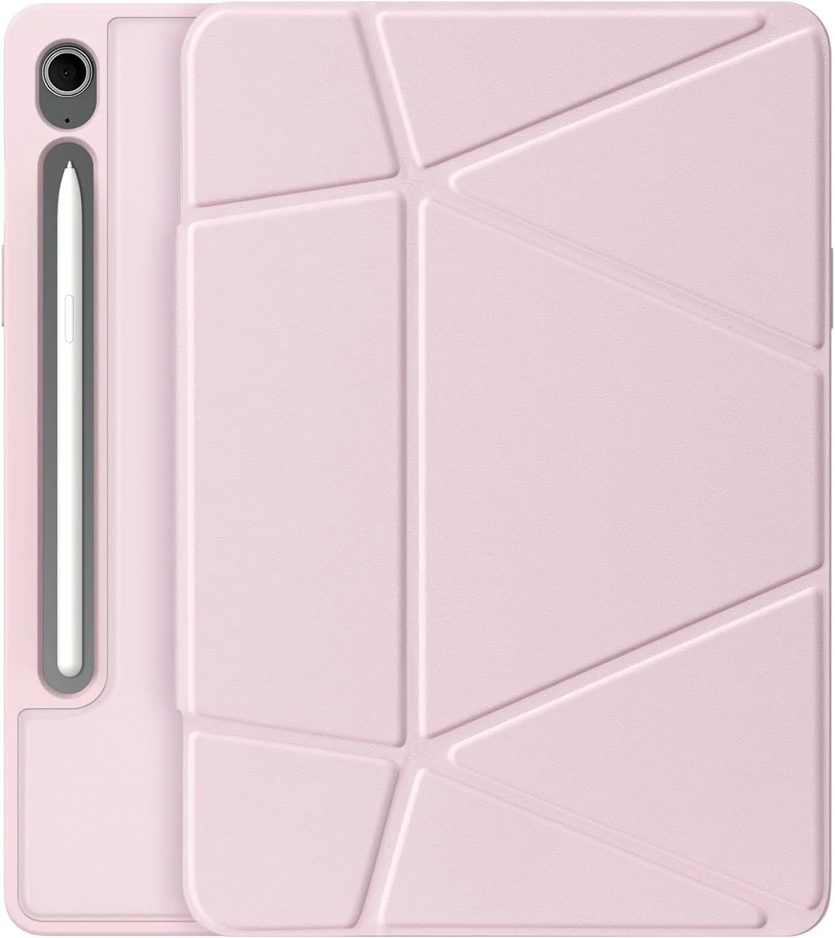 کیف تبلت Gruattreay سازگار با سامسونگ گلکسی تب S10 FE 10.9 اینچ 2025، کیف چرمی تاشو با زوایای مختلف با قابلیت بیدار/خواب خودکار، دارای جای قلم (صورتی)