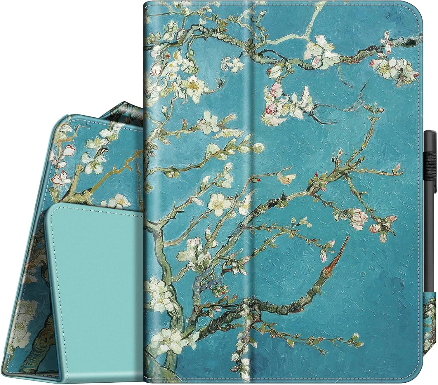کیف فولیو Fintie برای Samsung Galaxy Tab S3 9.7، [محافظت از گوشه ها] روکش استند چرمی PU ممتاز با نگهدارنده محافظ قلم S و قابلیت خواب/بیدار شدن خودکار برای Tab S3 9.7 (SM-T820/T825/T827)، طرح شکوفه