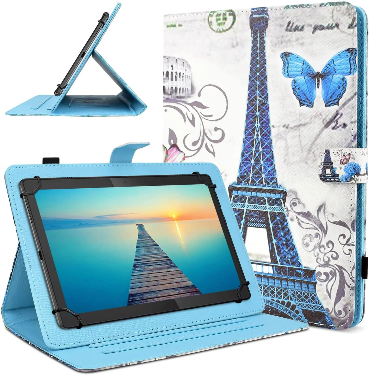 کیف تبلت 10 اینچی DETUOSI، کیف تبلت 10 اینچی سامسونگ، کیف تبلت 10 اینچی سامسونگ، کیف تبلت 10 اینچی سامسونگ، کیف چرمی یونیورسال استند دار برای تبلت های 10 اینچی اندروید #MA07367TYUS