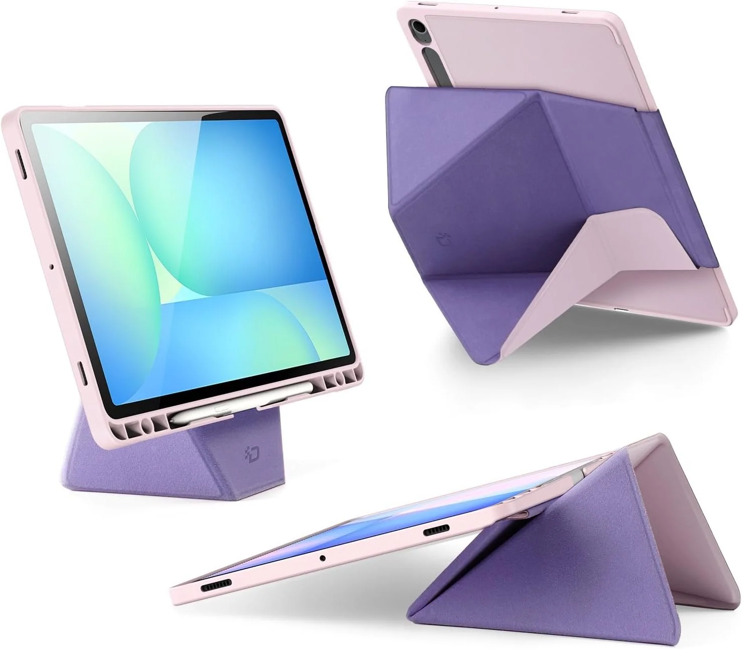 کیف تبلت Gruattreay سازگار با سامسونگ گلکسی تب S10 FE 10.9 اینچ 2025، کیف چرمی تاشو با زوایای مختلف با قابلیت بیدار/خواب خودکار، دارای جای قلم (صورتی)