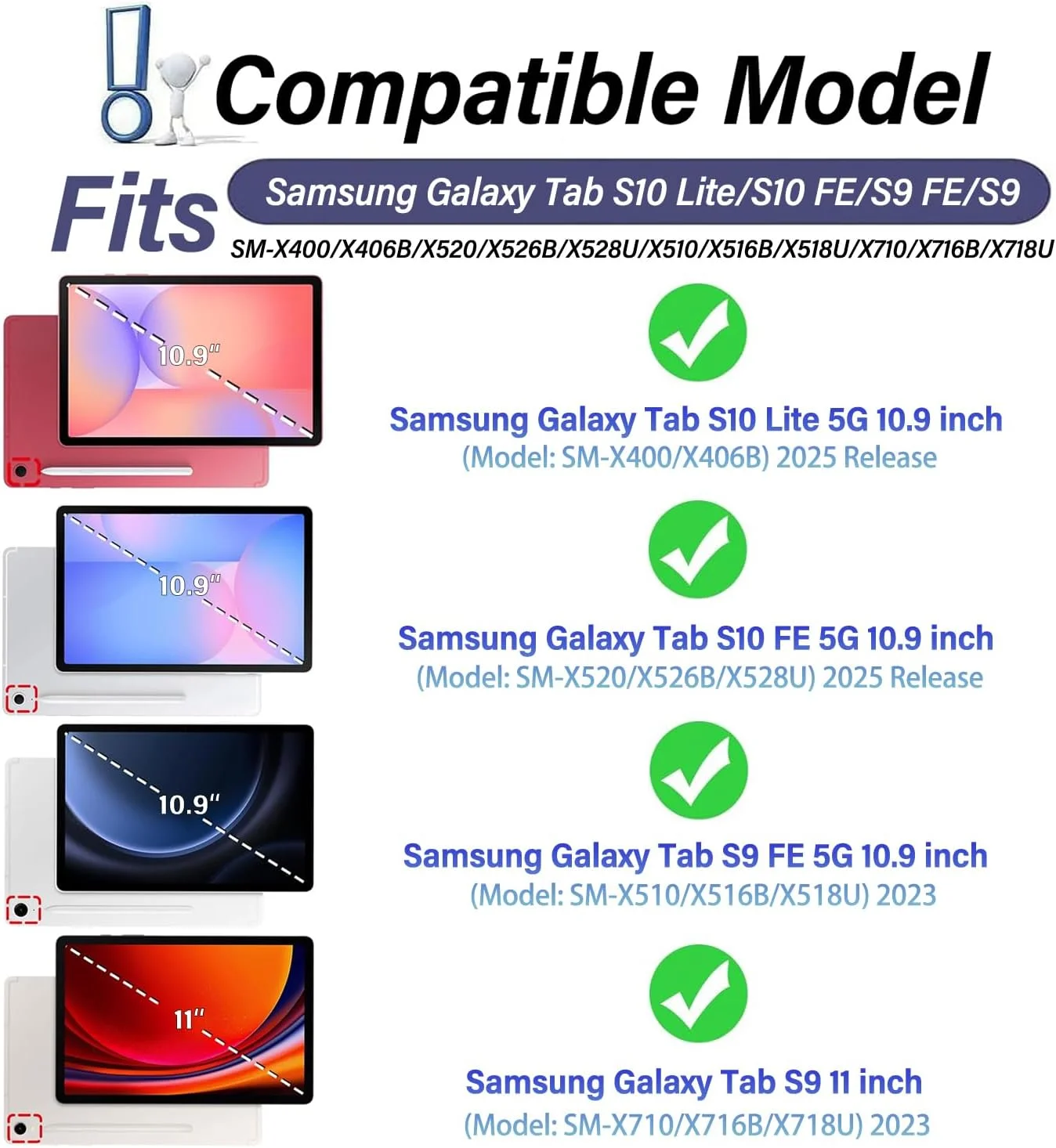 کیبورد دارای نور پس زمینه برای تبلت سامسونگ گلکسی تب S10 Lite/ S10 FE/ S9 FE 5G 10.9 اینچ/تب S9 11 اینچ به همراه محافظ صفحه نمایش، کاور چرمی Wineecy با کیبورد بی سیم جداشدنی و نور 7 رنگ