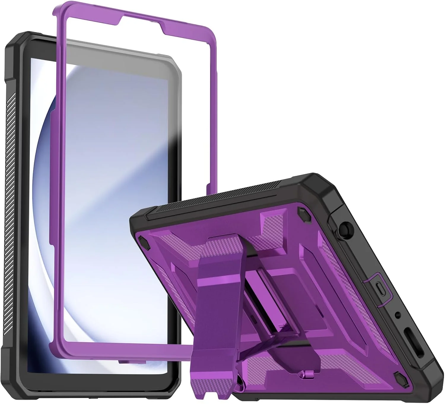 کاور تبلت سامسونگ گلکسی تب A9 ترند گیت، 8.7 اینچ 2023، سری آرمور سبک و مقاوم در برابر ضربه، پوشش کامل با محافظ صفحه نمایش داخلی و استند برای گلکسی تب A9 8.7 اینچ (SM-X110/X115/X117) - بنفش