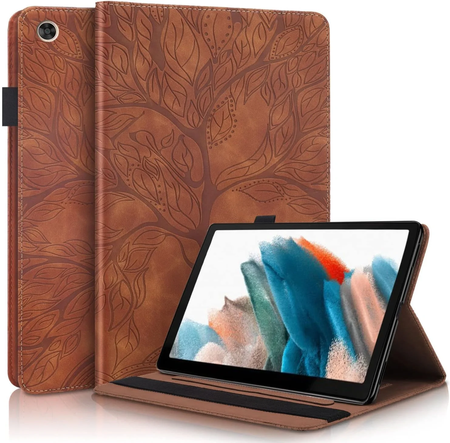 کاور تبلت چرمی Succtopy مناسب برای گلکسی تب A8 10.5 2021، کاور محافظ تبلت برای سامسونگ تب A8 2021، کیف پول تبلت با نگهدارنده قلم برای سامسونگ گلکسی تب A8 SM-X200/SM-X205/SM-X207، قهوه ای