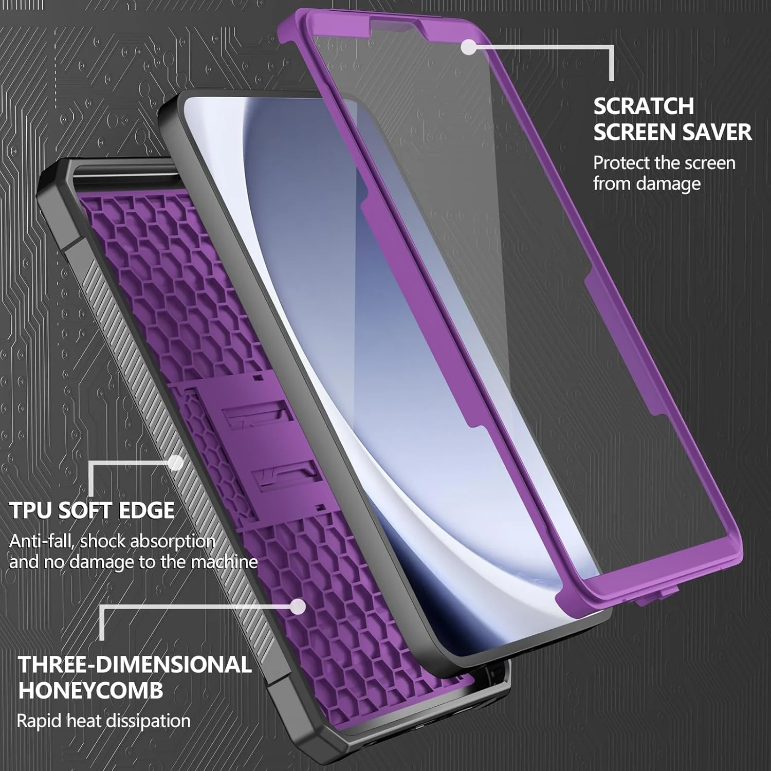 کاور تبلت سامسونگ گلکسی تب A9 ترند گیت، 8.7 اینچ 2023، سری آرمور سبک و مقاوم در برابر ضربه، پوشش کامل با محافظ صفحه نمایش داخلی و استند برای گلکسی تب A9 8.7 اینچ (SM-X110/X115/X117) - بنفش