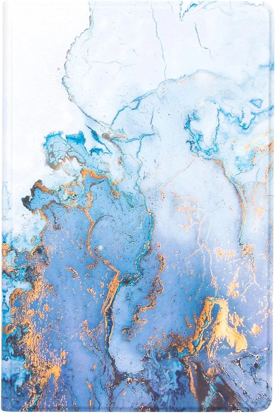 کاور تبلت سامسونگ گلکسی تب A8 10.5 اینچ 2022 مدل UUcovers (SM-X200/X205/X207)، کاور هوشمند تاشو بسیار نازک با قابلیت خواب/بیدار شدن خودکار، چرم PU و پشت TPU نرم ضد ضربه، طرح مرمر طلایی آبی