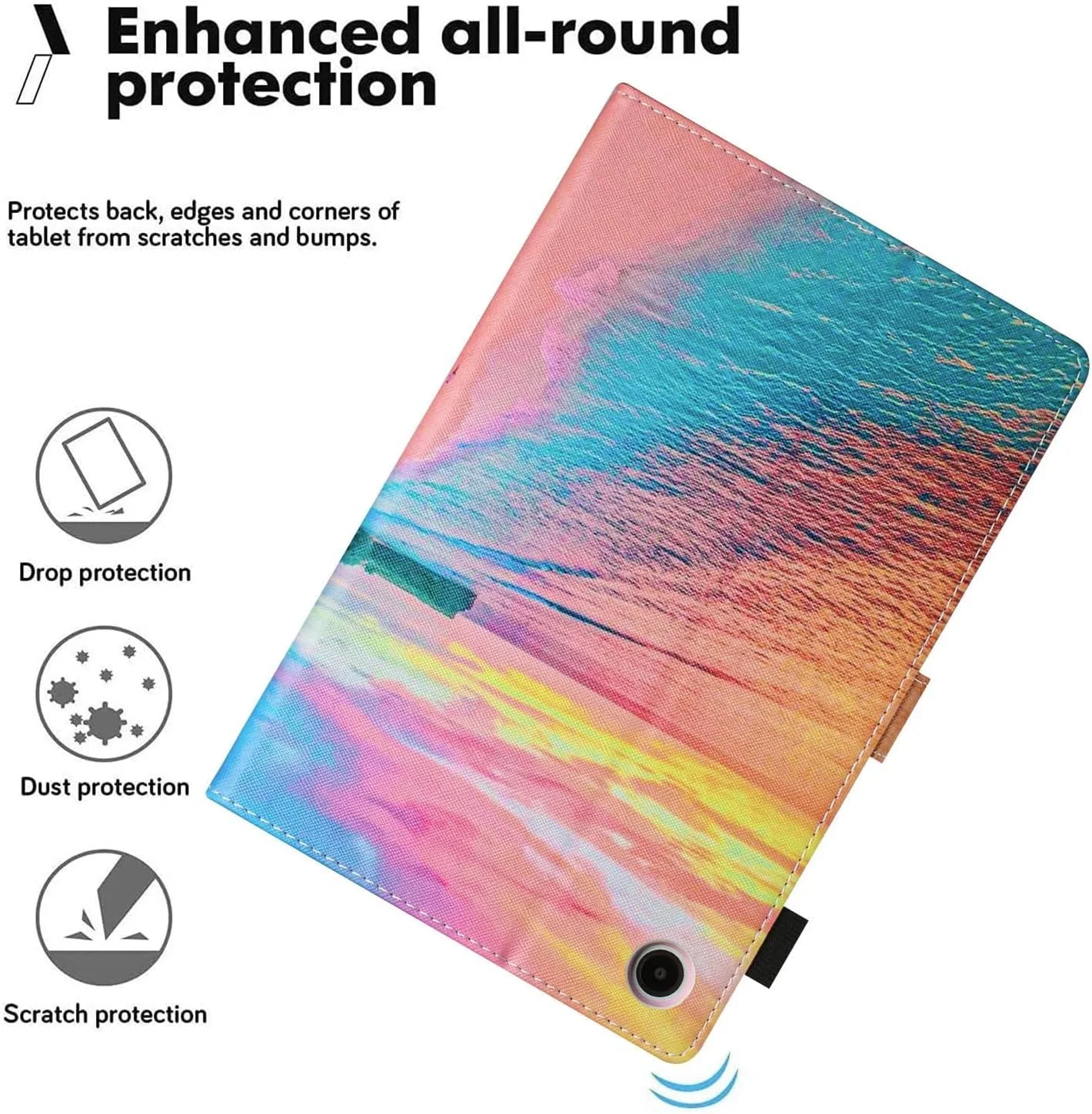 کاور یونهاتیک برای تبلت سامسونگ گلکسی تب S6 لایت 10.4 اینچ (عرضه 2024/2022/2020)، قابلیت بیدار شدن/به خواب رفتن خودکار، کاور تاشو با پایه چرمی PU ممتاز با نگهدارنده قلم و زوایای دید چندگانه - Sunset