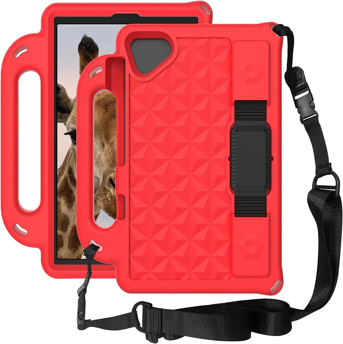 کیف تبلت مسافرتی XNCVBD مناسب برای تبلت سامسونگ گلکسی TAB A7 Lite 8.7 T220/T225، کاور محافظ EVA سبک وزن، ضد ضربه، مناسب کودکان، دارای دسته و بند شانه برای محافظت از تبلت (قرمز)