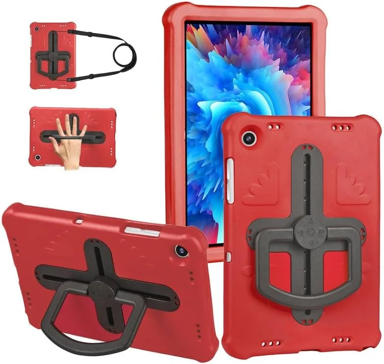 کاور تبلت نیکاکیو برای سامسونگ گلکسی تب A9 پلاس 11 X210/X216/X218 (2023)، مناسب کودکان، با دستگیره متحرک چرخان 360 درجه، بند شانه، کاور محافظ سبک وزن EVA، قرمز مشکی