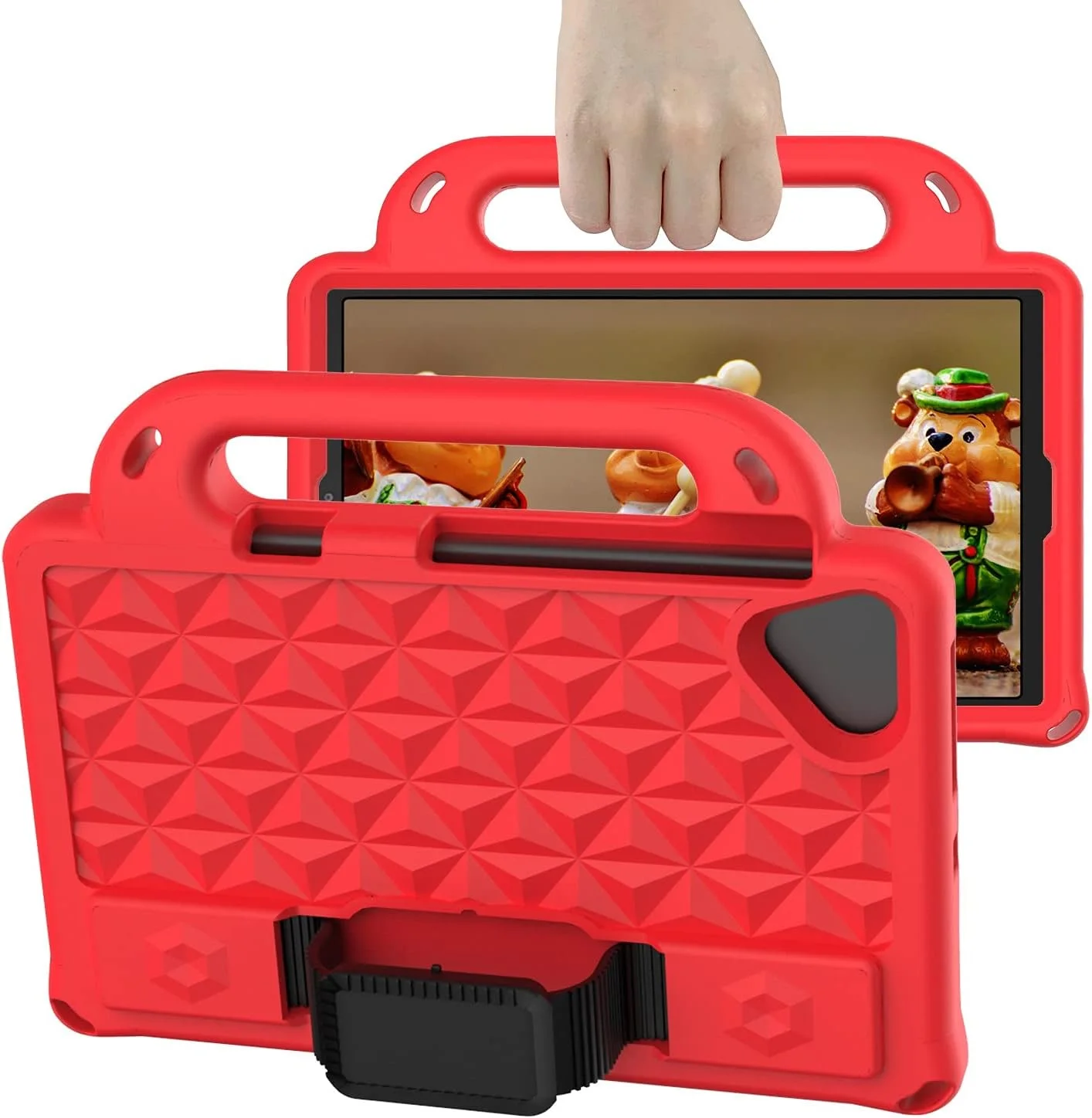 کیف تبلت مسافرتی XNCVBD مناسب برای تبلت سامسونگ گلکسی TAB A7 Lite 8.7 T220/T225، کاور محافظ EVA سبک وزن، ضد ضربه، مناسب کودکان، دارای دسته و بند شانه برای محافظت از تبلت (قرمز)