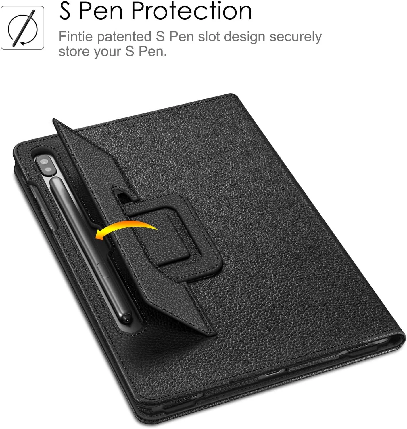 کیف فولیو Fintie برای تبلت سامسونگ گلکسی تب S6 10.5 اینچ 2019، [طراحی دارای اسلات قلم S ثبت شده] کاور باریک چرمی PU با قابلیت استند و خواب/بیداری خودکار، مشکی