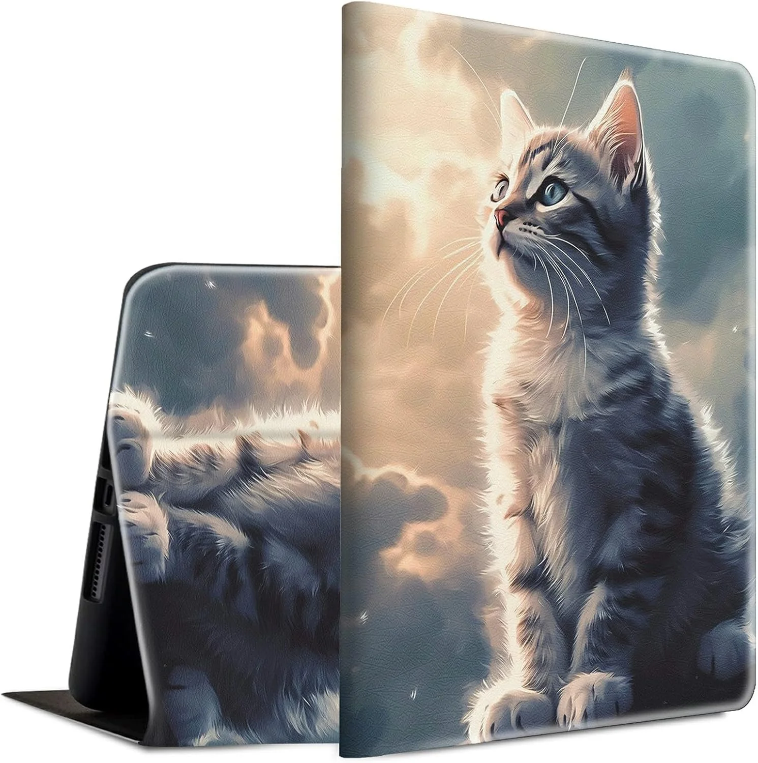 کیف هوشمند BFSEROBJ برای تبلت سامسونگ گلکسی تب A9 پلاس، کیف محافظ چرمی PU با قابلیت تنظیم زاویه و بیدار/خواب خودکار، مناسب برای تبلت سامسونگ گلکسی تب A9 پلاس 11 اینچی - گربه سفید