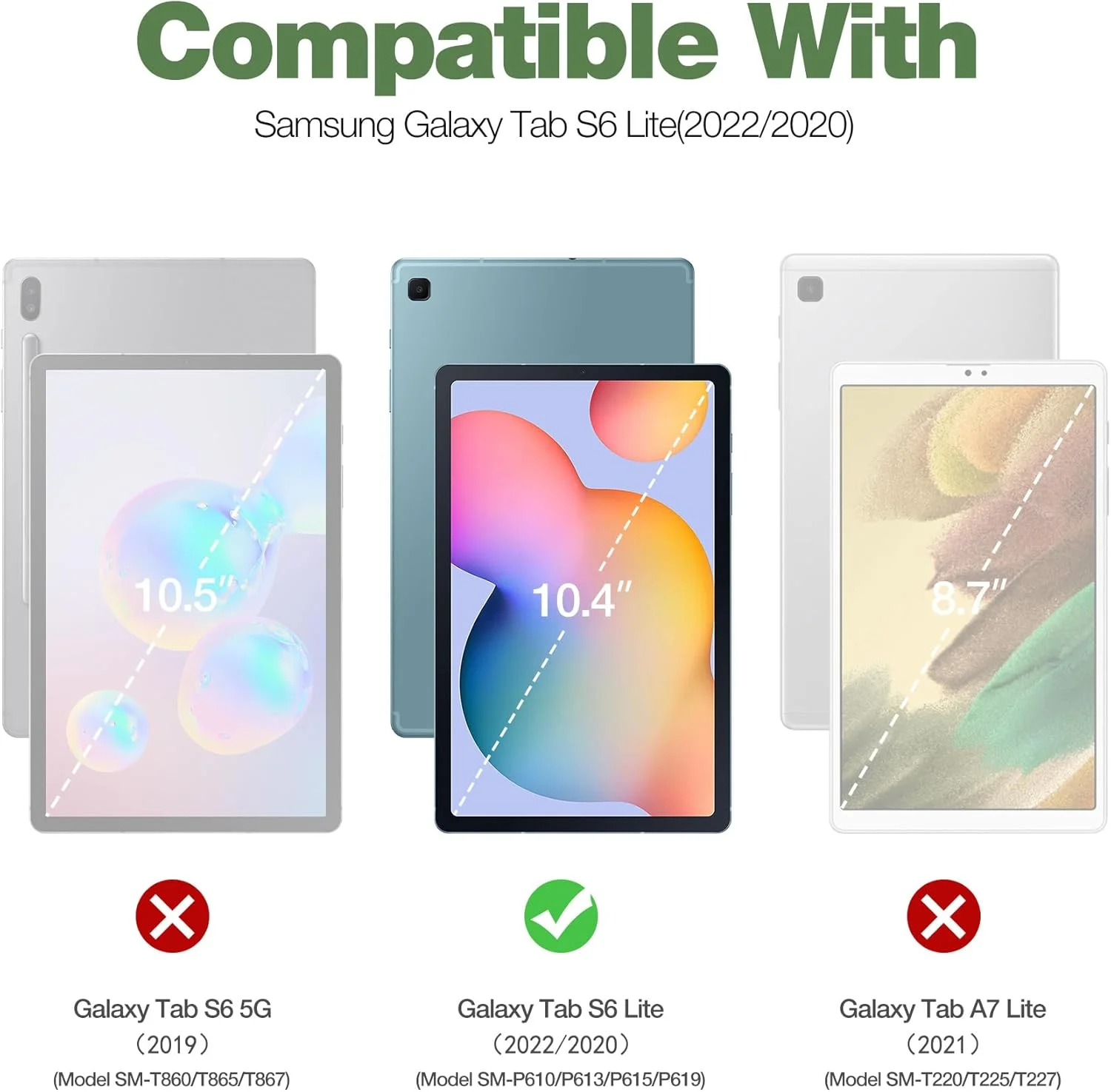 کاور Dexnor برای تبلت سامسونگ گلکسی تب S6 Lite 10.4 اینچ 2024/2022/2020، [دارای محافظ صفحه نمایش و پایه] با جای قلم، مقاوم در برابر ضربه، پوشش محافظتی کامل بدنه (آبی)