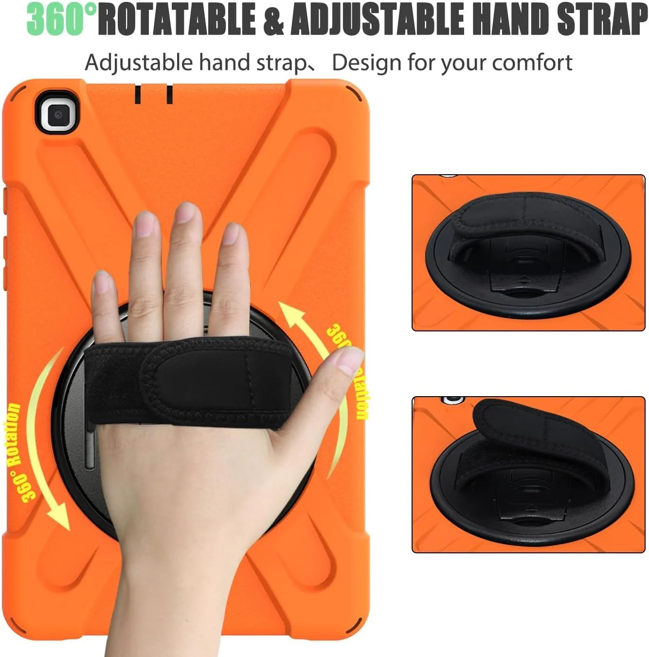 کیف تبلت مقاوم در برابر ضربه مناسب برای تبلت سامسونگ گلکسی تب A 8.0 اینچ 2019 (SM-T290 و SM-T295) با بند شانه ای سیلیکونی برای محافظت از تبلت کودکان (نارنجی)