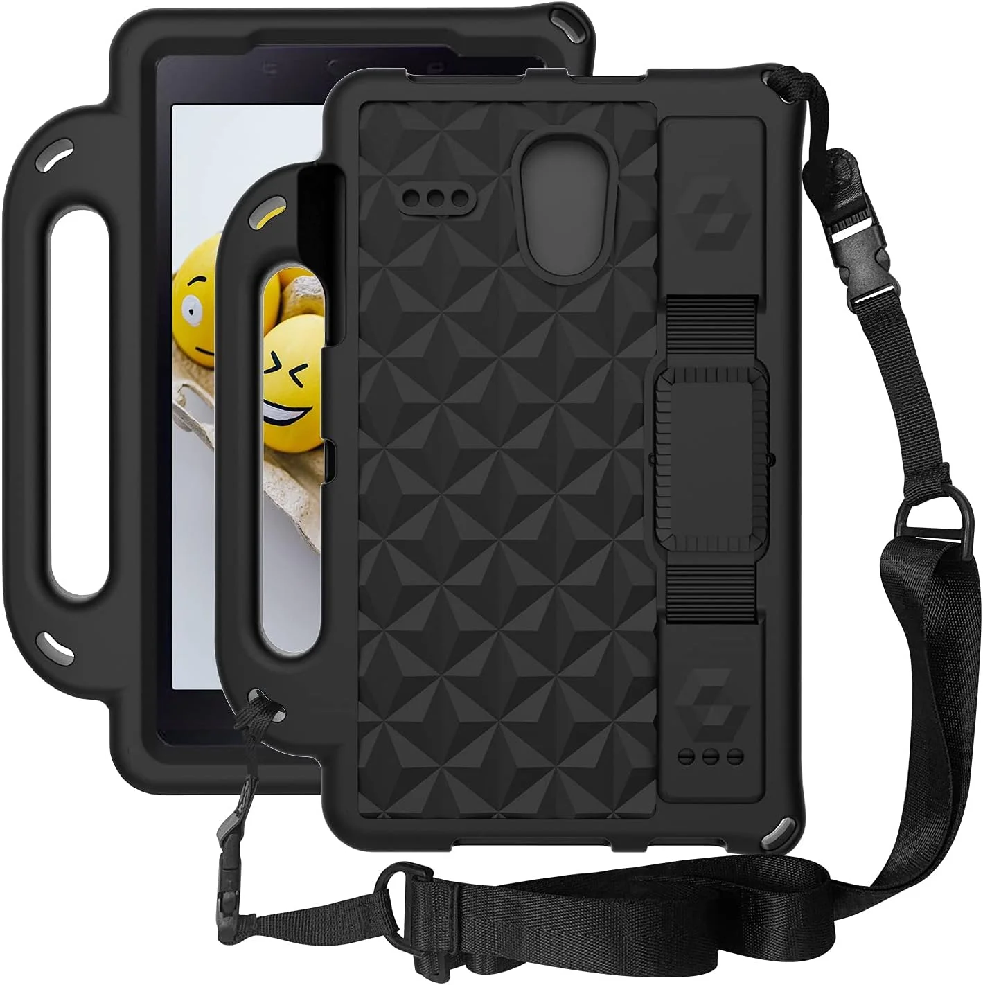 کیف تبلت XNCVBD مناسب برای تبلت سامسونگ گلکسی تب E 8.0 اینچ T377، محافظ کودکانه سبک وزن و ضد ضربه برای کودکان ساخته شده از EVA. محافظ با دسته و بند شانه ای برای محافظت از تبلت (مشکی)