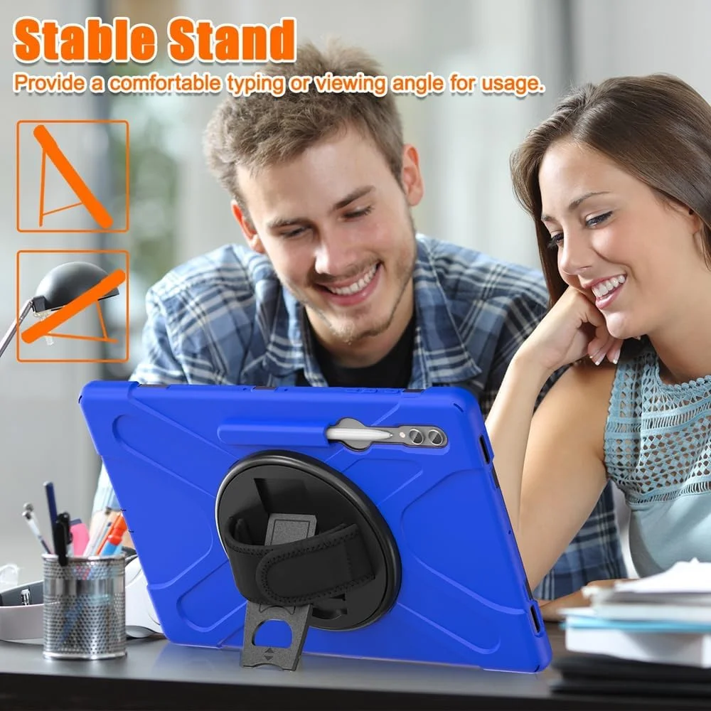 کاور مقاوم در برابر ضربه تبلت سامسونگ گلکسی تب S9 Ultra سایز 14.6 اینچ 2023 به همراه استند، جای قلم، بند دستی و بند شانه (صورتی رنگارنگ)