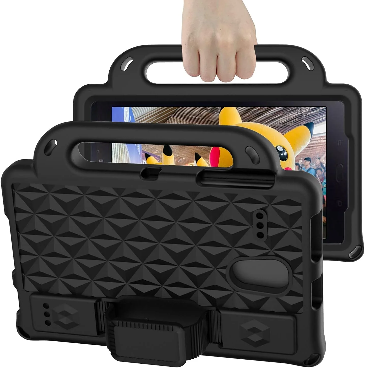 کیف تبلت XNCVBD مناسب برای تبلت سامسونگ گلکسی تب E 8.0 اینچ T377، محافظ کودکانه سبک وزن و ضد ضربه برای کودکان ساخته شده از EVA. محافظ با دسته و بند شانه ای برای محافظت از تبلت (مشکی)