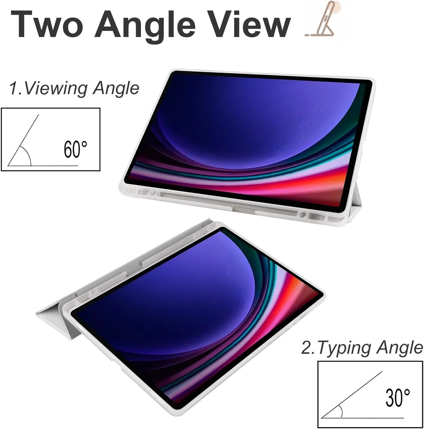 کاور شفاف تبلت سازگار با سامسونگ گلکسی S9 FE 11 اینچ SM-X510/516 (2023)، کاور باریک TPU با قابلیت بیدار/خواب خودکار، کاور محافظ سبک وزن هوشمند با جای مدادی، ضد ضربه، خاکستری