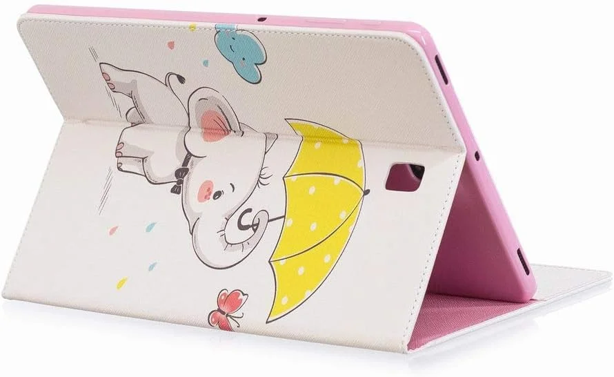 کیف محافظ چرمی LEMORRY سازگار با تبلت سامسونگ گلکسی تب S4 10.5 / مدل T830 T835، کیف پول تاشو، باریک، دارای استند مغناطیسی، پوشش TPU نرم، طرح فیل بامزه