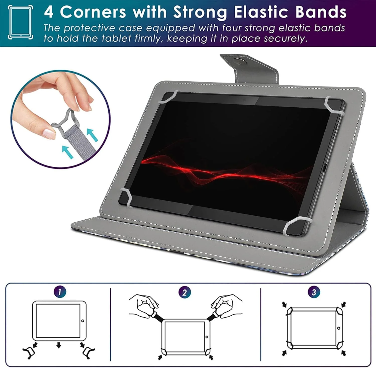 کیف تبلت 10 اینچی DETUOSI، کیف تبلت 10 اینچی سامسونگ، کیف تبلت 10 اینچی، کیف تبلت 10 اینچی سامسونگ، کیف چرمی یونیورسال استنددار تاشو برای تبلت 10 اینچی اندروید مدل MA07395TYUS