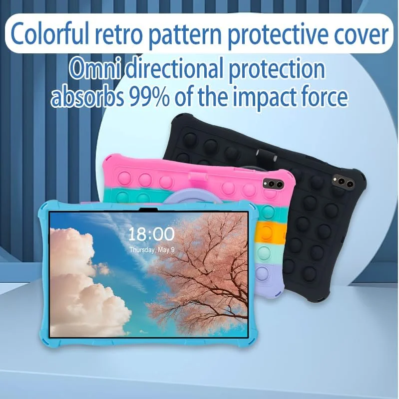 کاور سیلیکونی رنگارنگ Misenya برای تبلت سامسونگ گلکسی تب S9 FE+/S9 FE Plus/S8+/S8 Plus/S7 FE +/S7PLUS 12.4 اینچی، مناسب کودکان (آبی رنگارنگ)