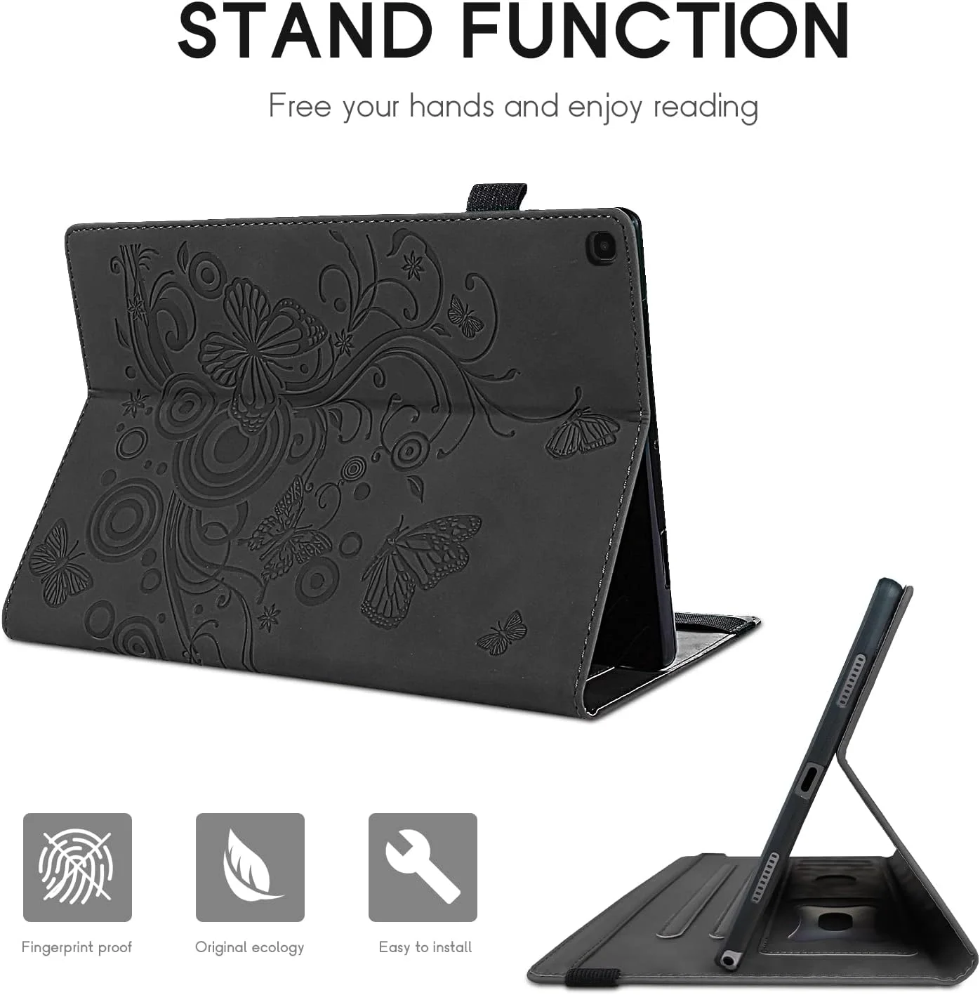 کاور Aswant سازگار با تبلت سامسونگ گلکسی تب A 10.1 2019 (T510 T515) - کاور تبلت فوق العاده نازک با عملکرد کیف پول و استند، مشکی