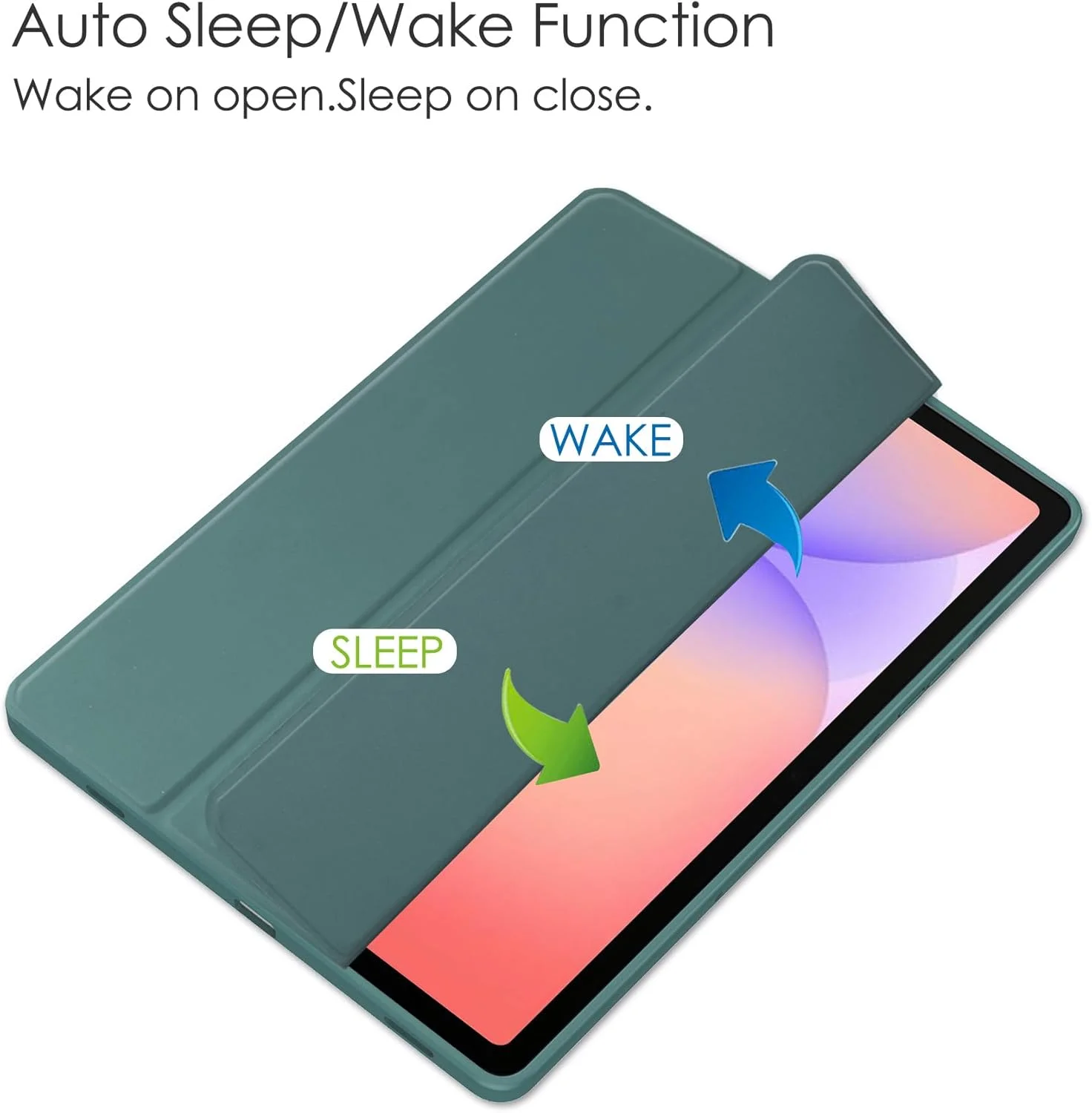 کاور تبلت Gruattreay برای Samsung Galaxy Tab S10 Lite 10.9 اینچ 2025، کاور چرمی سه تایی با قابلیت بیدار شدن/به خواب رفتن خودکار، قاب پشتی شفاف اکریلیک با جای قلم داخلی (سبز)