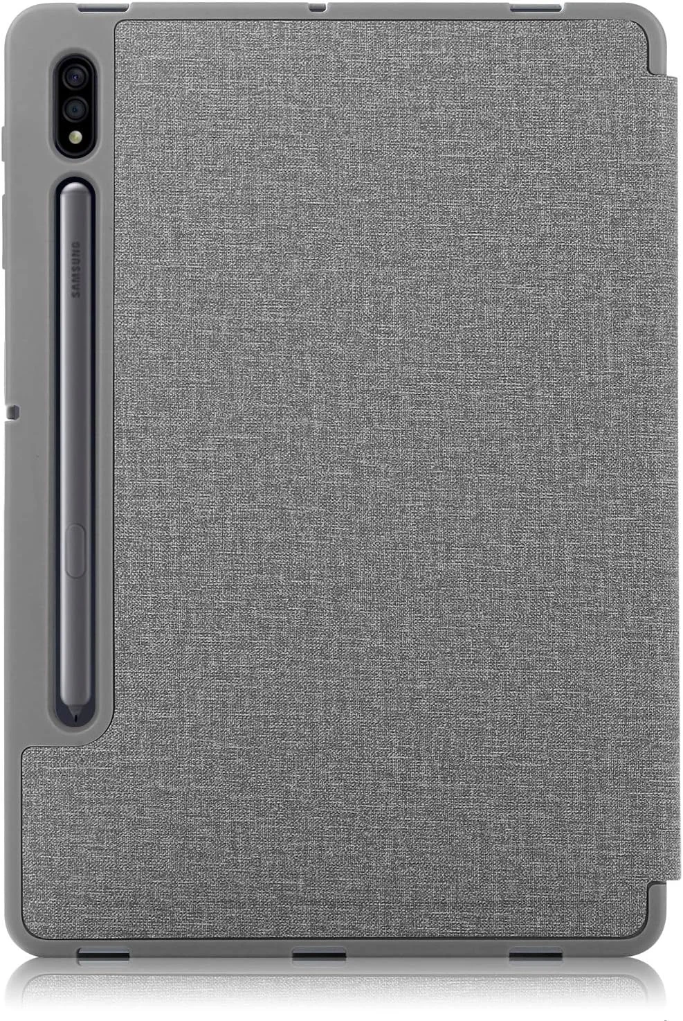 کاور تبلت سامسونگ گلکسی تب S7 FE سایز 12.4 اینچ مدل 2021، جنس چرم PU درجه یک، ضد لک و ضد ضربه، کاور باریک تاشو برای سامسونگ گلکسی تب S7 FE - خاکستری