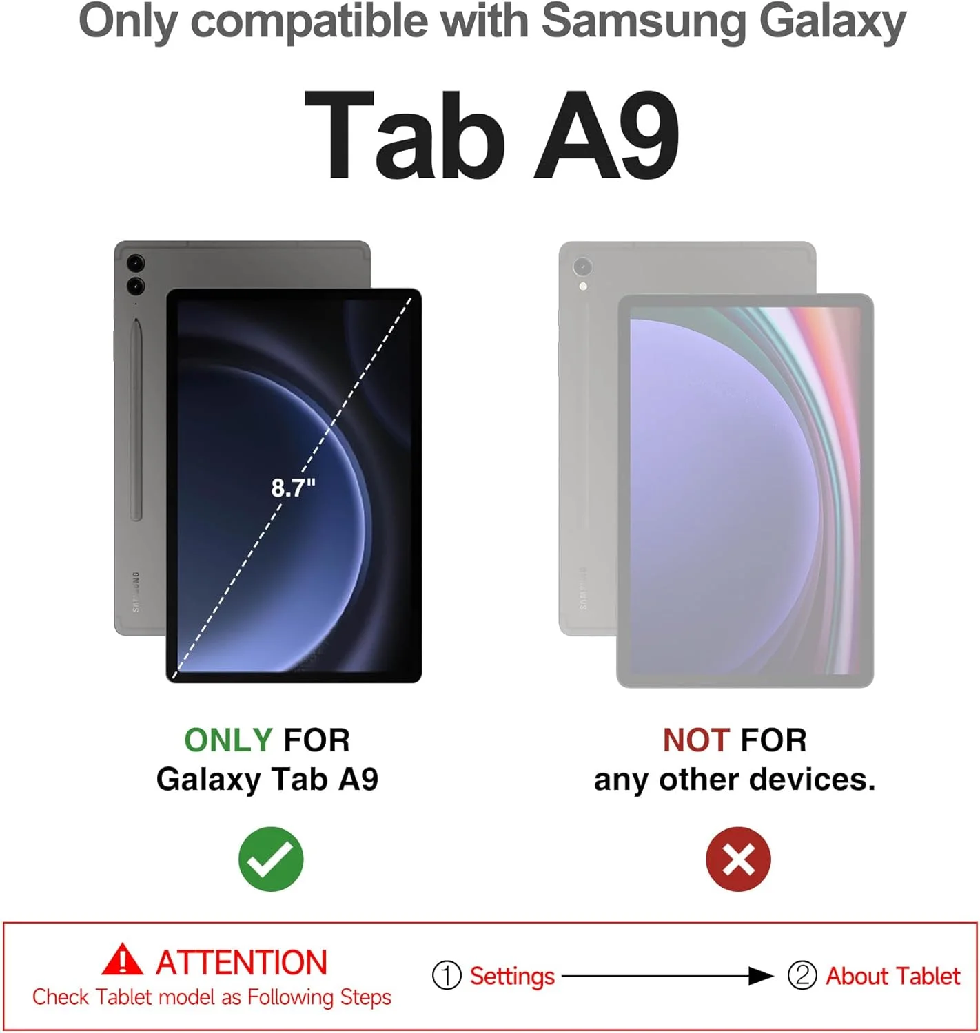 کاور محافظتی تمام بدنه Dexnor مناسب برای تبلت سامسونگ گلکسی تب A9 (2023)، مقاوم در برابر ضربه، دو لایه، با محافظ صفحه نمایش داخلی و پایه نگهدارنده - آبی