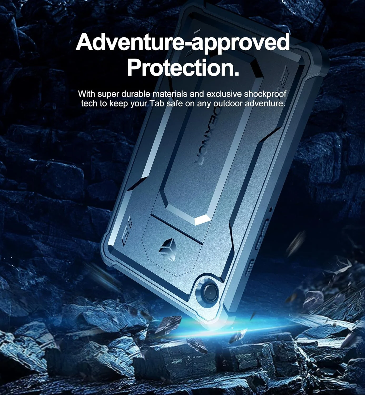 کاور محافظتی تمام بدنه Dexnor مناسب برای تبلت سامسونگ گلکسی تب A9 (2023)، مقاوم در برابر ضربه، دو لایه، با محافظ صفحه نمایش داخلی و پایه نگهدارنده - آبی