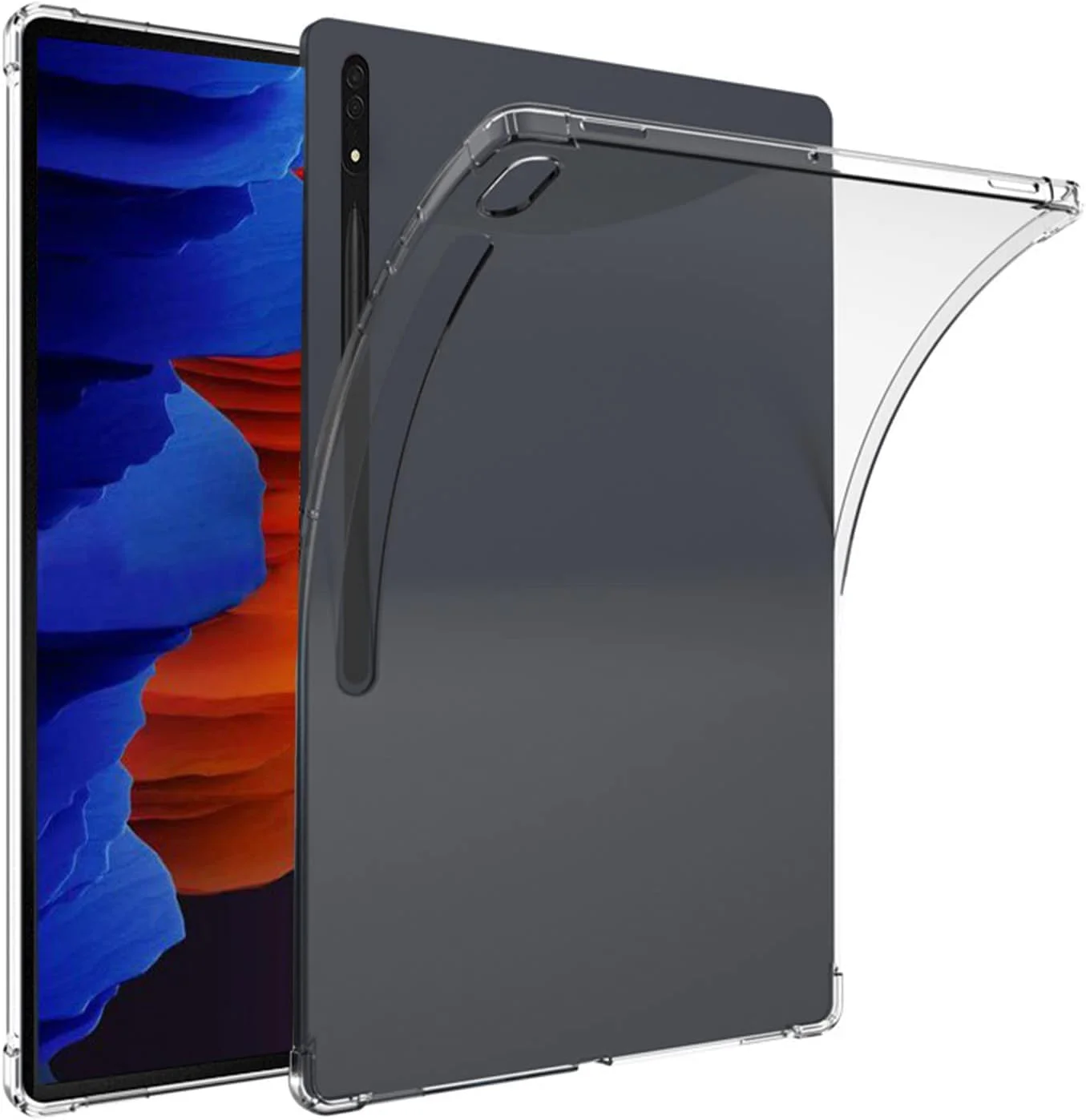 JENKEM Compatible with Samsung Galaxy Tab S8 2022 11 Inch Case Cover X700/X706 Clear Transparent Protective Case with 4 Corner Protection, Anti-Drop & Scratch Bumper