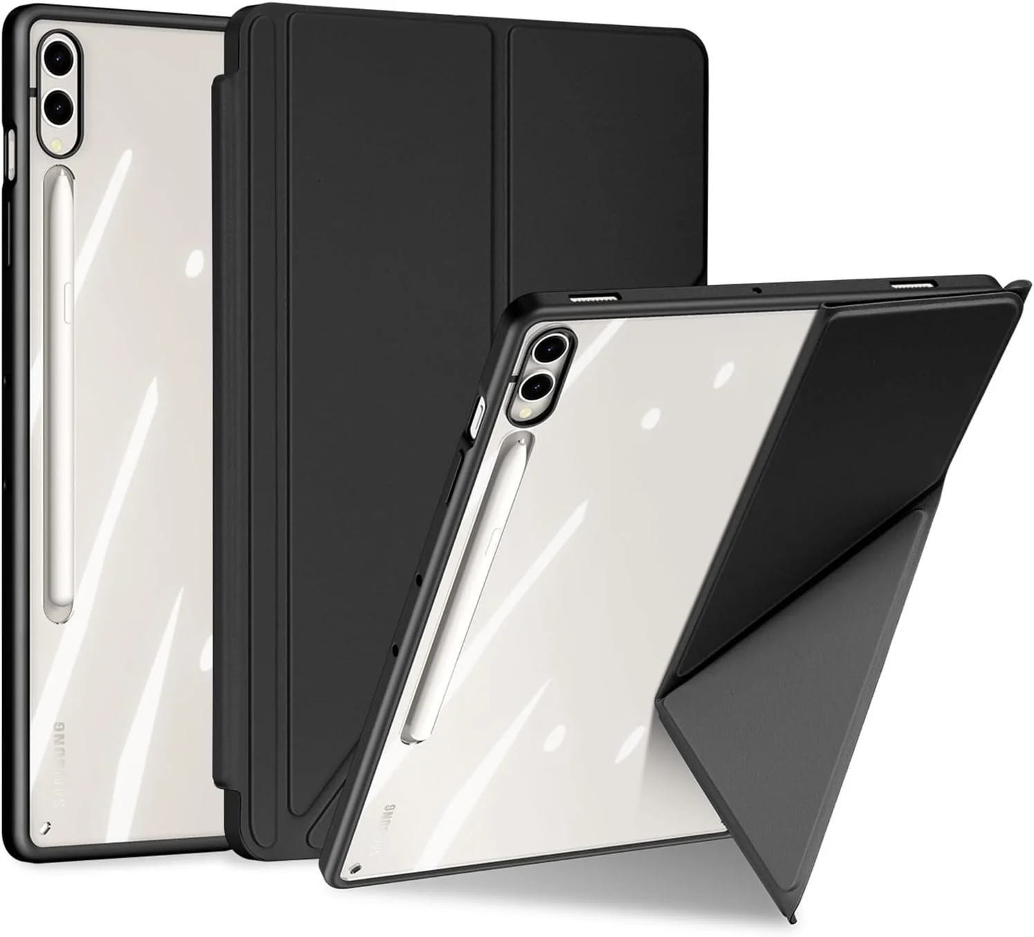 کیف جداشدنی سری Magi DUX DUCIS برای Samsung Galaxy Tab S10 Plus/S9 Plus/S9 FE Plus - کاور محافظ باریک با استند چند زاویه ای اوریگامی، حالت خواب/بیدار خودکار و نگهدارنده قلم S - مشکی