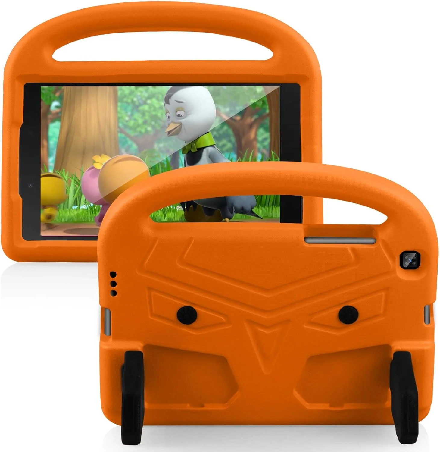 کیف تبلت مسافرتی XNCVBD مناسب برای تبلت سامسونگ گلکسی T290 / T295، جنس سیلیکونی، ضد ضربه، دارای دسته و پایه (نارنجی)