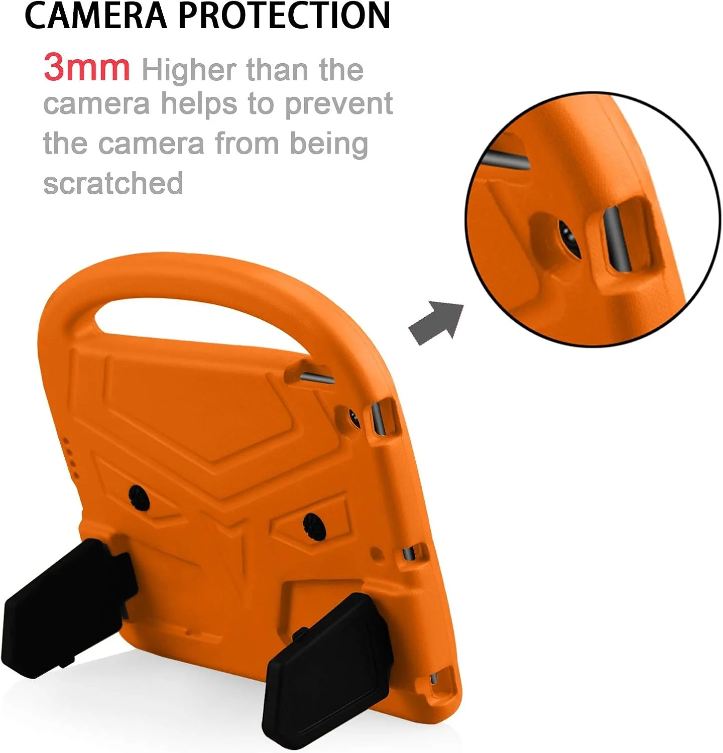 کیف تبلت مسافرتی XNCVBD مناسب برای تبلت سامسونگ گلکسی T290 / T295، جنس سیلیکونی، ضد ضربه، دارای دسته و پایه (نارنجی)