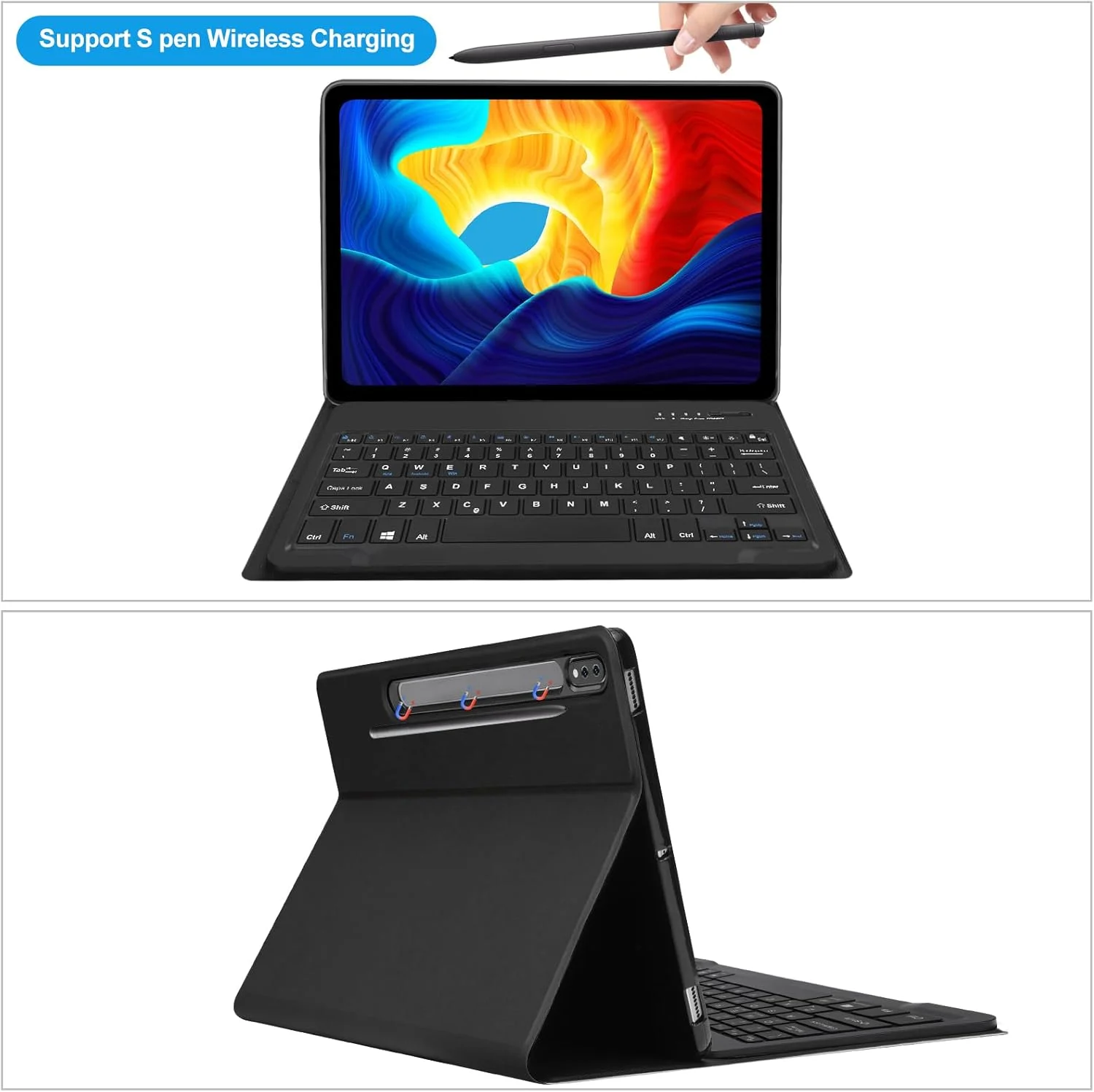 کیبورد تبلت سامسونگ گلکسی تب S8 پلاس/S7 FE/S7 پلاس 12.4 اینچ | کیبورد بلوتوث مغناطیسی جداشدنی با پوشش محافظ استند و پشتیبانی از شارژ قلم S برای تب S8+ 2022/S7 FE 2021/S7+ 2020 مشکی کیبورد تبلت سامسونگ گلکسی تب S8 پلاس/S7 FE/S7 پلاس 12.4 اینچ | کیبورد بلوتوث مغناطیسی جداشدنی با پوشش محافظ استند و پشتیبانی از شارژ قلم S برای تب S8+ 2022/S7 FE 2021/S7+ 2020 مشکی