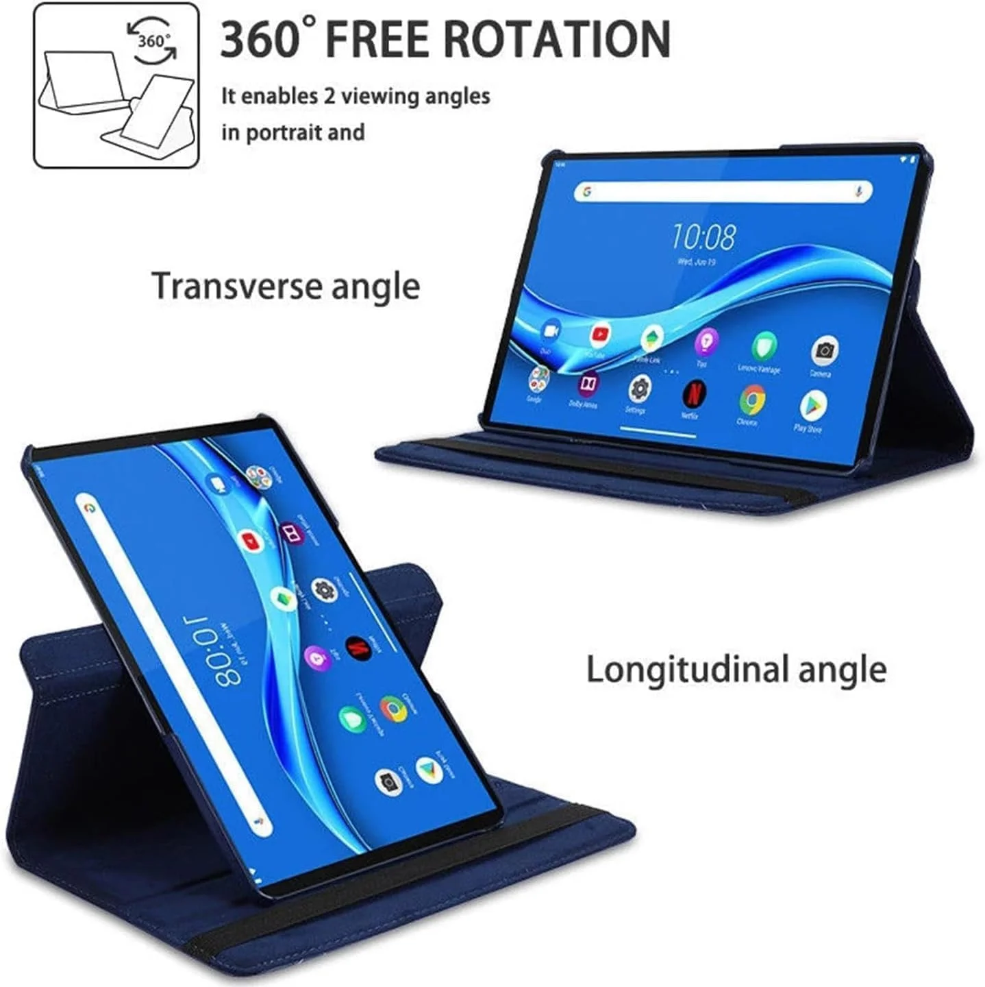 کاور SCAUA (1+1 عددی) سازگار با تبلت سامسونگ گلکسی تب A9 و محافظ صفحه نمایش (8.7 اینچ، عرضه 2023) فیلم محافظ PET، روکش چرمی، پایه چرخان منحصربفرد، ضد ضربه، حالت خواب/بیدار خودکار (مشکی)