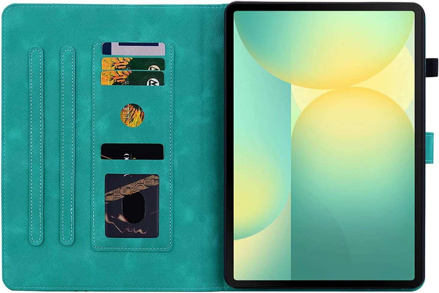 کاور تبلت Rosbtib مناسب برای تبلت سامسونگ گلکسی تب S10 FE+ 2025 با اندازه 13.1 اینچ، کاور محافظ تاشو باریک با جای کارت و بست مغناطیسی، گل های سوسن سبز