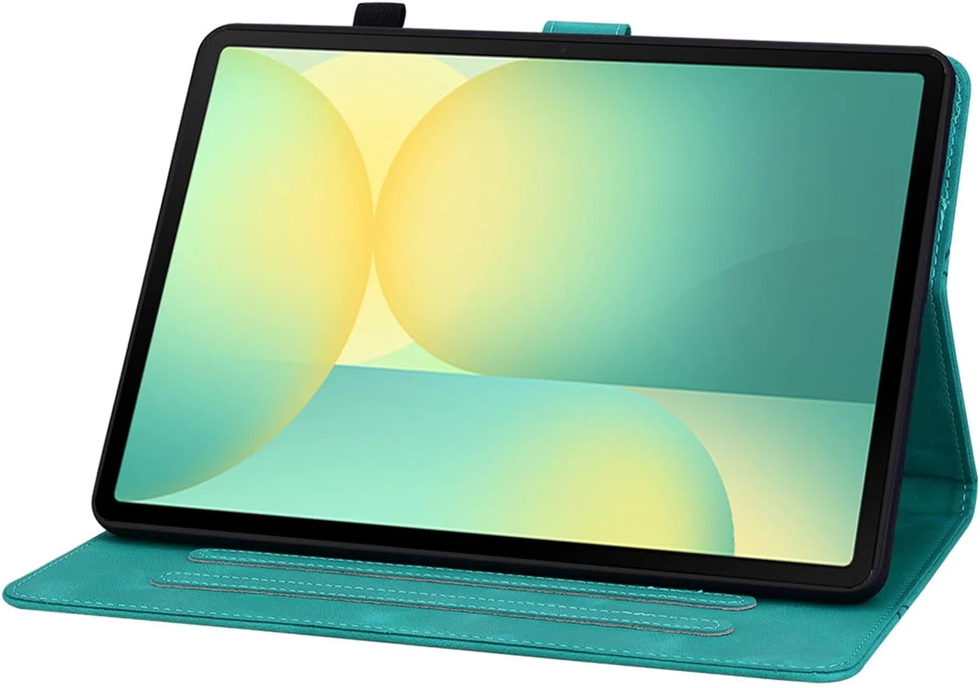 کاور تبلت Rosbtib مناسب برای تبلت سامسونگ گلکسی تب S10 FE+ 2025 با اندازه 13.1 اینچ، کاور محافظ تاشو باریک با جای کارت و بست مغناطیسی، گل های سوسن سبز