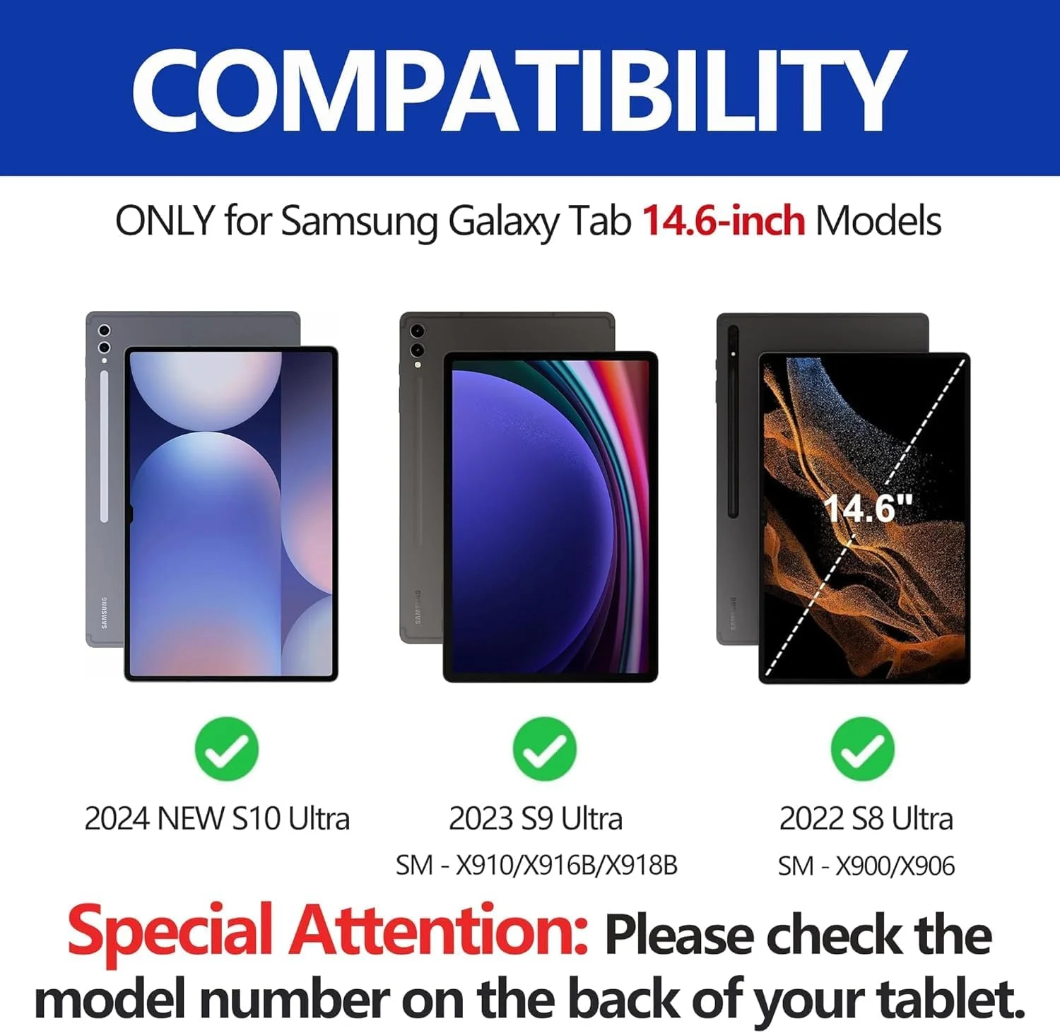 کیبورد کاور برای Samsung Galaxy Tab S10 Ultra 14.6 اینچ 2024 - کیبورد کاور Galaxy Tab S9 Ultra، صفحه کلید بی سیم بلوتوث جداشدنی با طرح QWERTY UK، کاور هوشمند مشکی