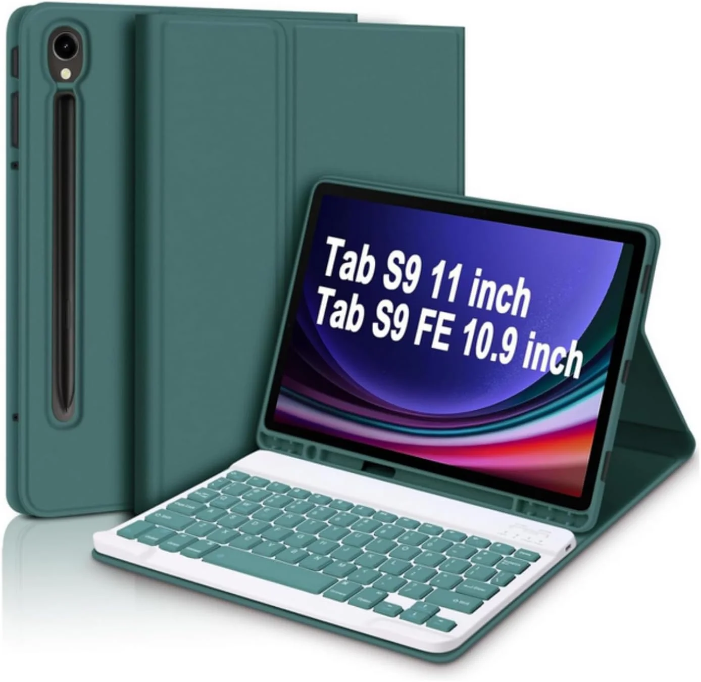 کیبورد مغناطیسی جداشدنی SKEIDO برای سامسونگ گلکسی تب S9 2023 11 اینچ با جای قلم S، مناسب برای SM-X710/X716B/X718U (سبز کاجی)