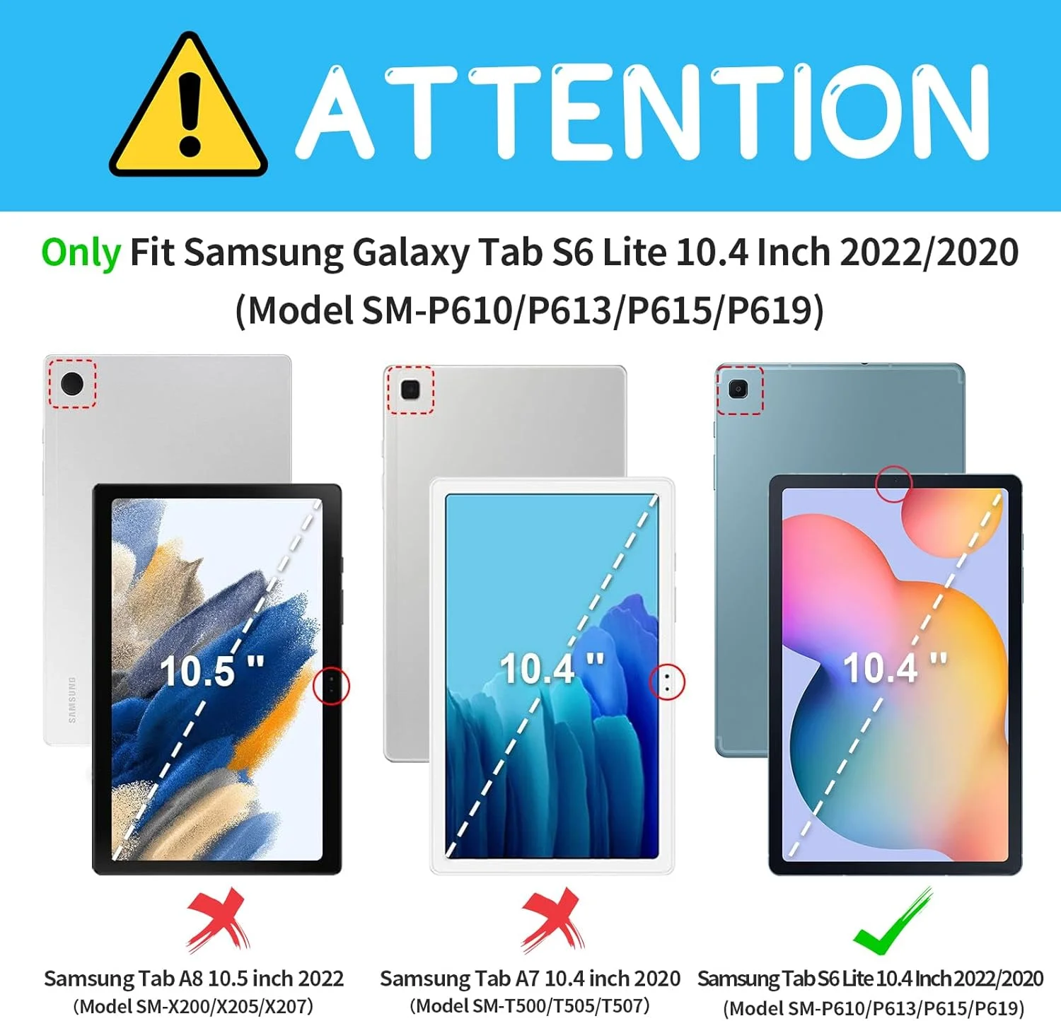 کیف محافظ تبلت یبولیو مناسب برای تبلت سامسونگ گلکسی تب S6 لایت 10.4 اینچ مدل SM-P610 P613 P615 P619 به همراه جا مدادی، دسته، بند گردنی و بند شانه سیلیکونی محافظ تبلت برای کودکان و دختران