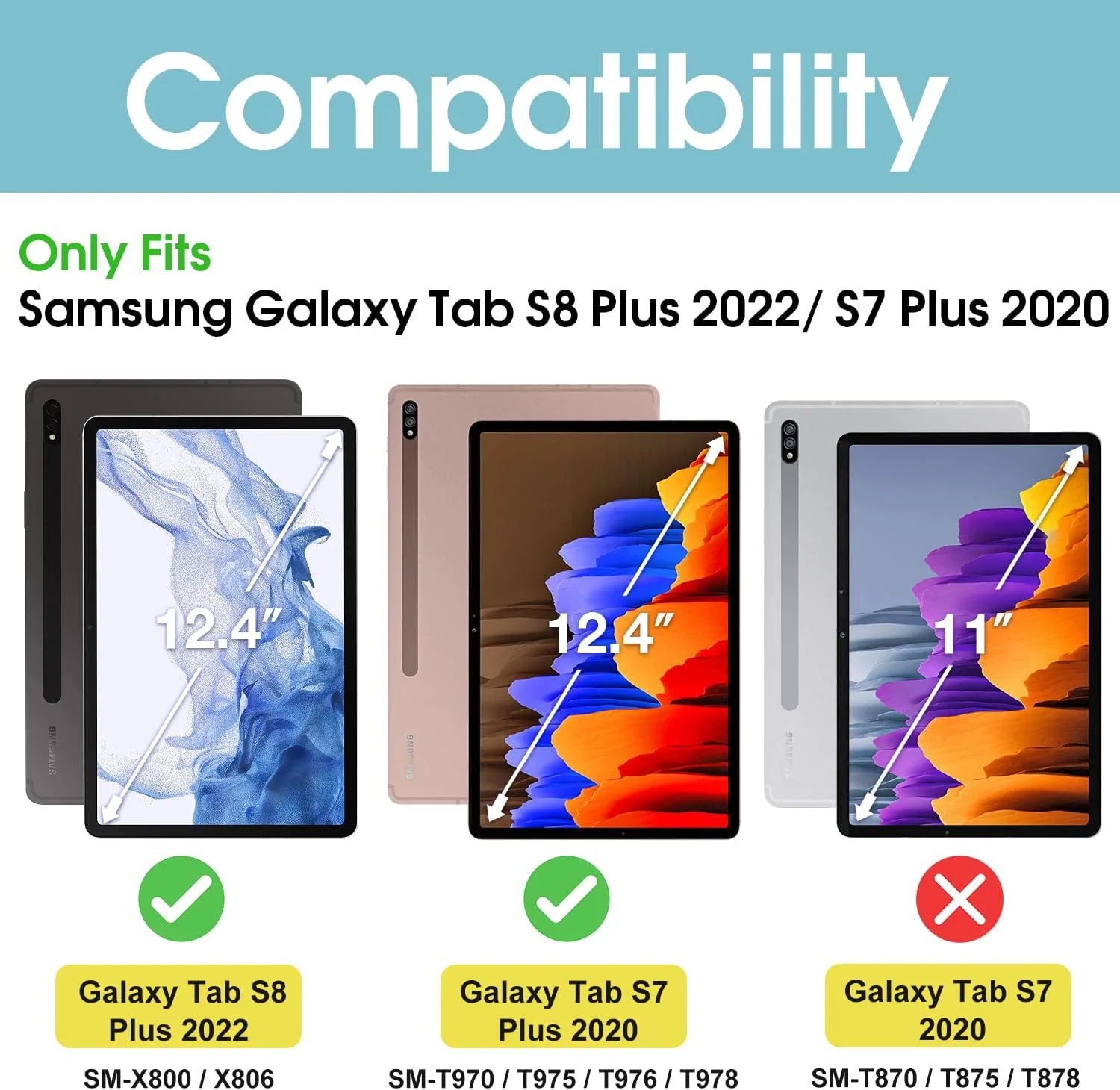 کاور باریک و سبک ProCase Galaxy Tab S8 Plus 2022 / S7 Plus 2020 12.4 اینچی با جای قلم S، جلد هوشمند سه تایی سخت برای Galaxy Tab S8+ 2022 / S7+ 2020 12.4 اینچی - سرمه ای