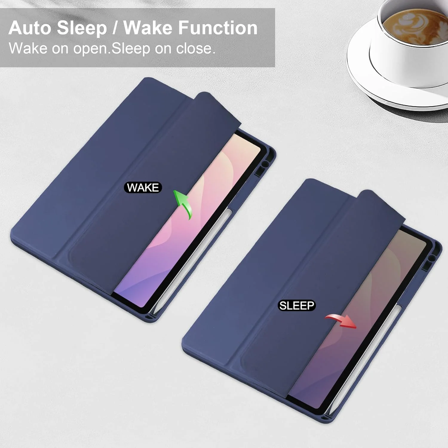 کاور تبلت Gruattreay برای Samsung Galaxy Tab S11 11 اینچ 2025، کاور چرمی سه تایی با قابلیت بیدار/خواب خودکار، قاب پشتی شفاف اکریلیک با جای قلم (آبی تیره)