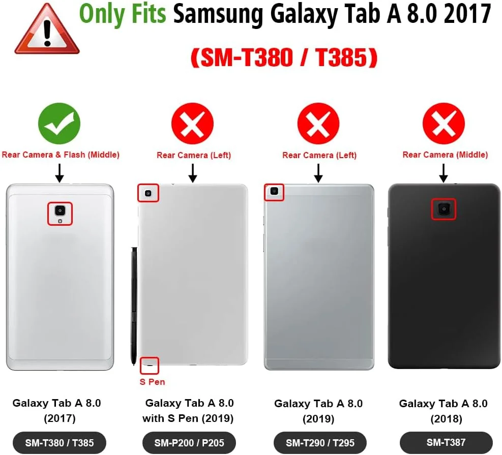 کاور سیلیکونی Fintie مناسب برای تبلت سامسونگ گلکسی تب A 8.0 مدل 2017 T380/T385، کاور سیلیکونی سبک و ضد ضربه ESAM091US