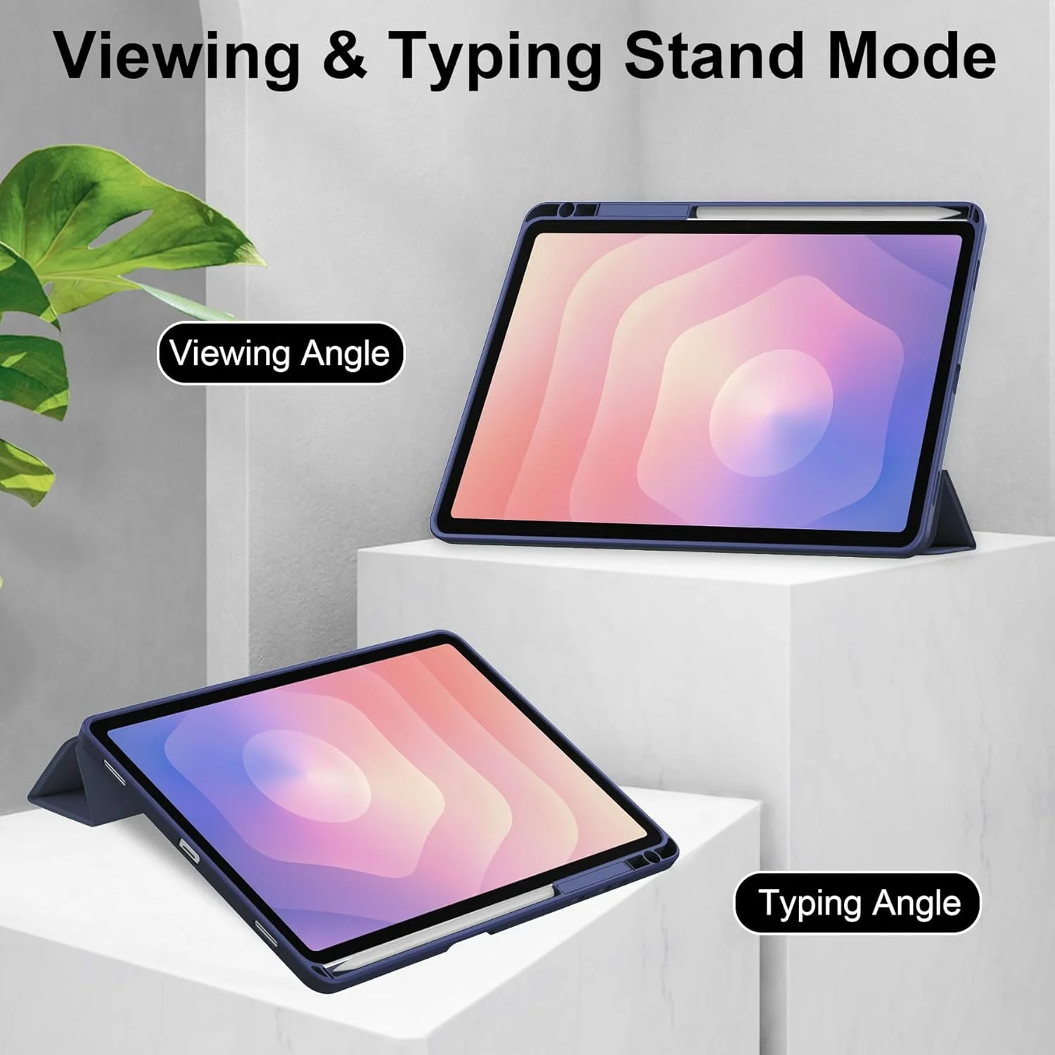 کاور تبلت Gruattreay برای Samsung Galaxy Tab S11 11 اینچ 2025، کاور چرمی سه تایی با قابلیت بیدار/خواب خودکار، قاب پشتی شفاف اکریلیک با جای قلم (آبی تیره)