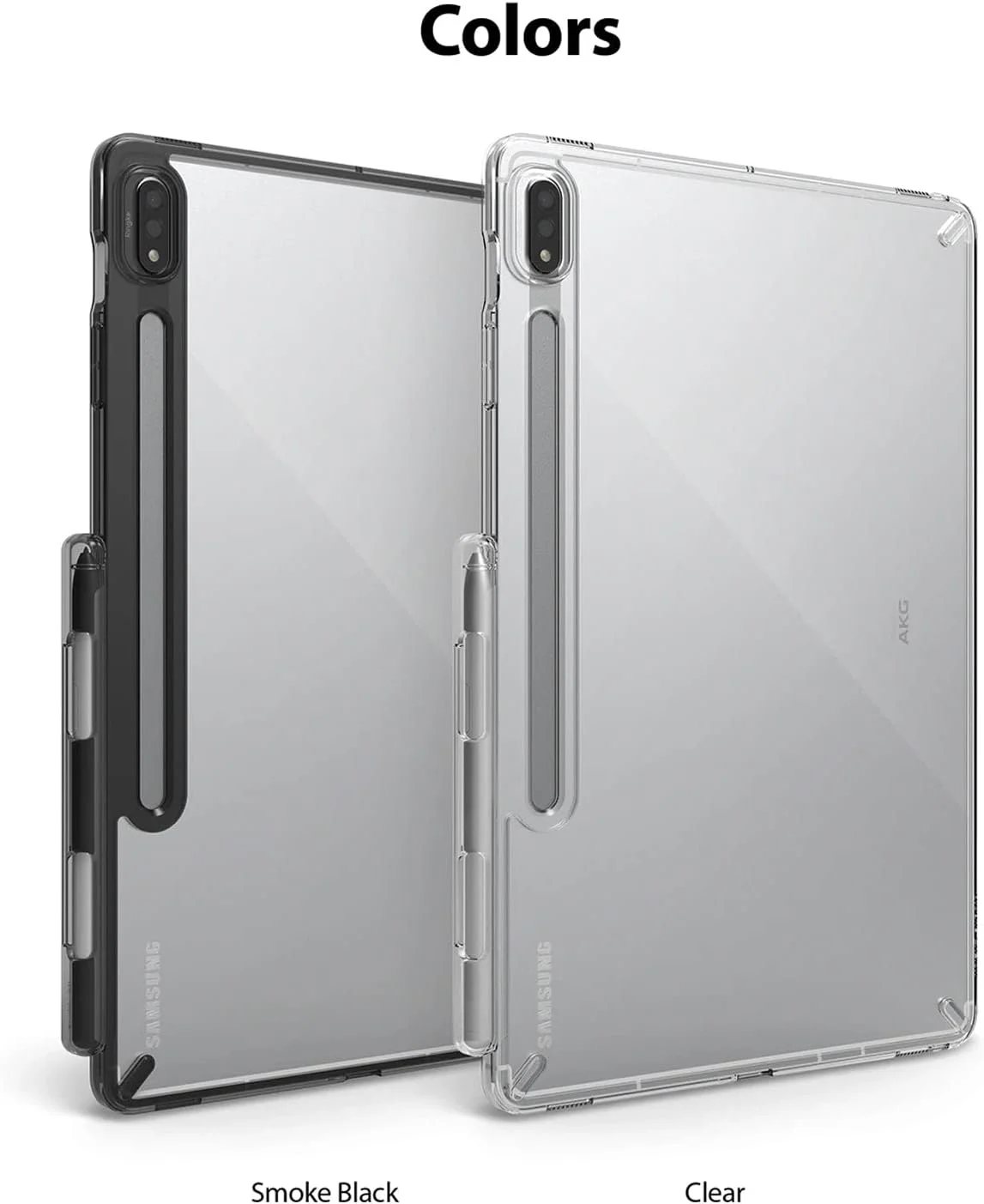 کاور محافظ Ringke Fusion سازگار با تبلت سامسونگ گلکسی تب S8 / S7، پشت سخت شفاف، ضربه گیر TPU انعطاف پذیر با جای قلم استایلوس S داخلی - مشکی دودی
