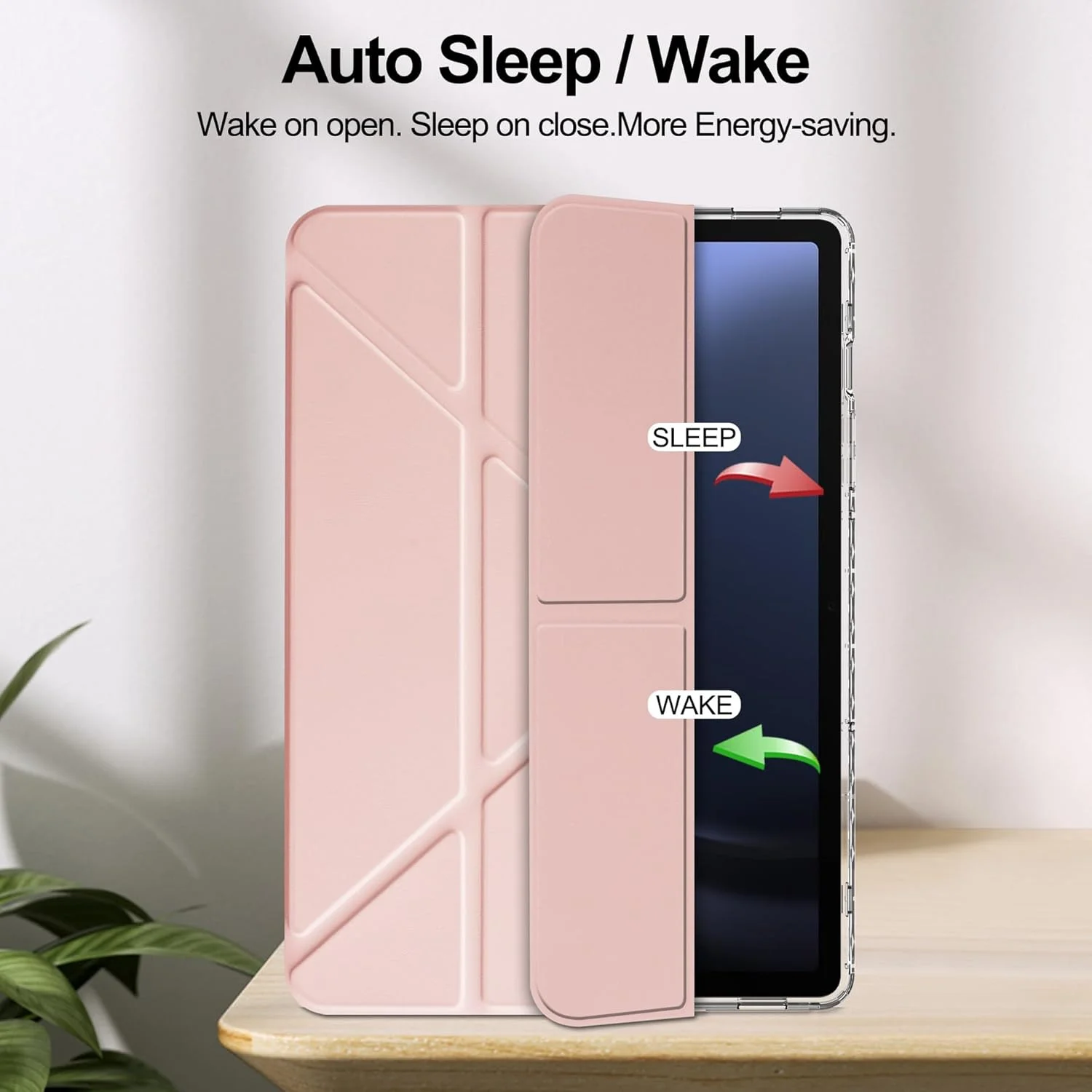 کیف تبلت Gruattreay برای Samsung Galaxy Tab S10 Lite 10.9 اینچ 2025، کیف چرمی PU سبک وزن با قابلیت بیدار/خواب خودکار، پوشش پشتی شفاف و جای مداد داخلی (صورتی)